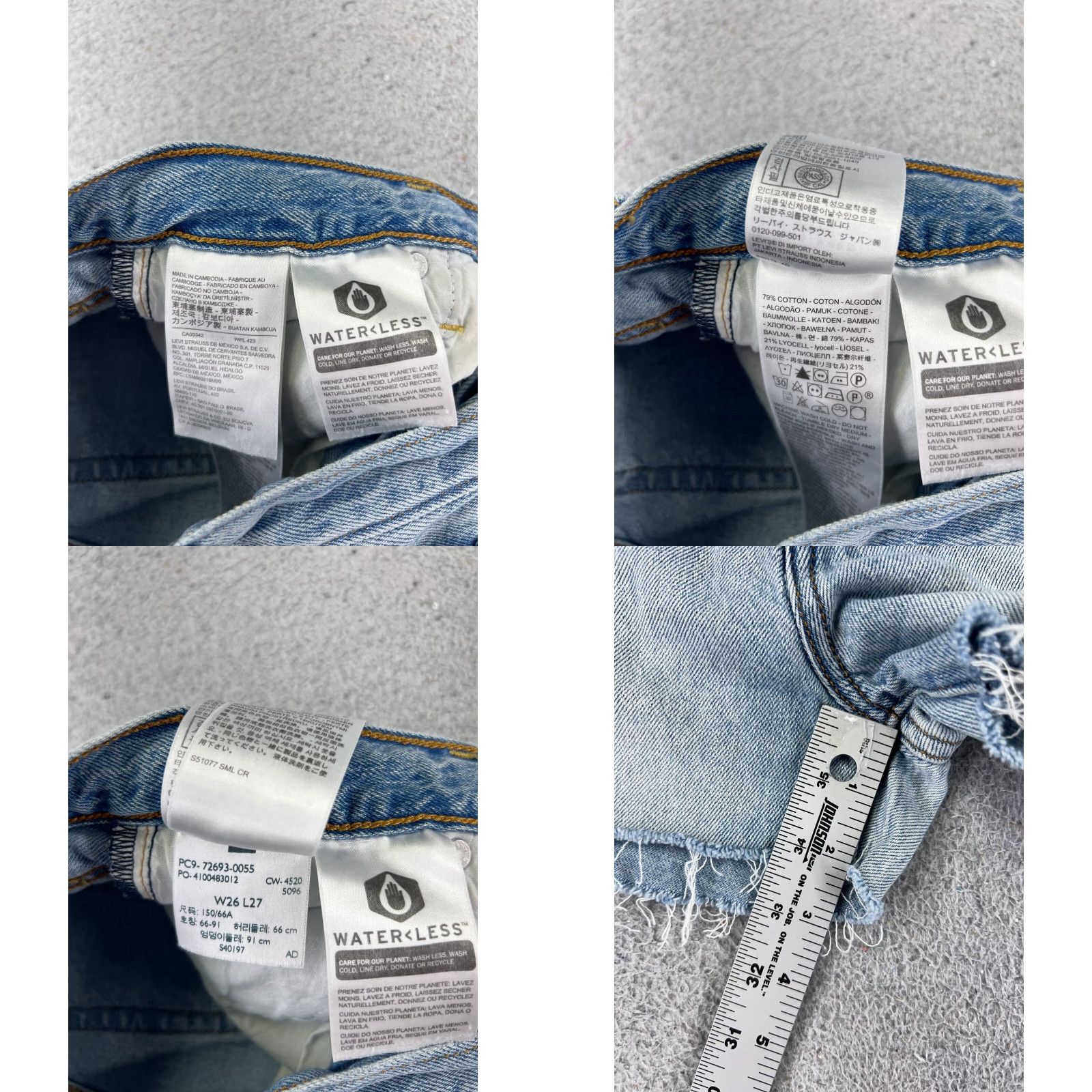 Levi's Levis Shorts Womens 26 Blue Denim Jean Cutoff Premium Light Wash 3 in Inseam 5-Pocket Stretch Casual Fall Summer Womens Size 26" / US 2 / IT 38 - 8 Thumbnail