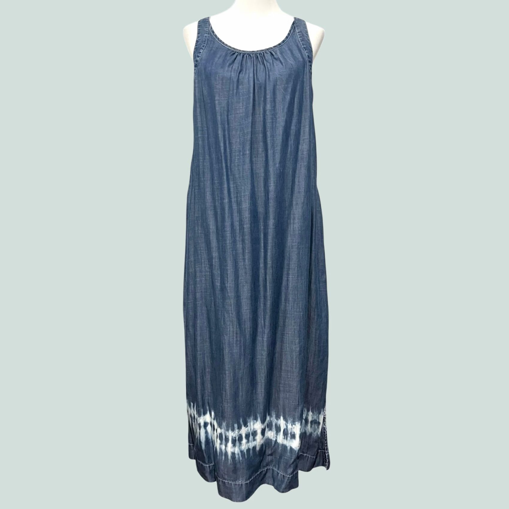 Vintage Chico's Chambray Lyocell Maxi Tank Dress Tie Dye Hem Pockets Sz M (2) Dress Women Sleeveless Long Size M / US 6-8 / IT 42-44 - 1 Thumbnail