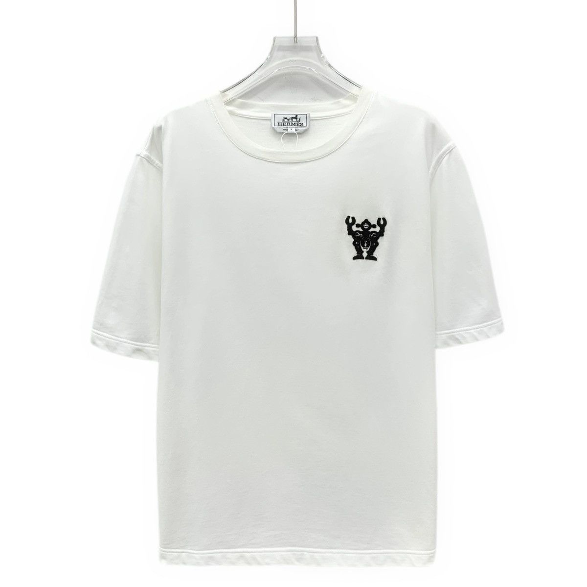 Hermes Hermes White Robot Embroidered Short Sleeve T-shirt K26WX Size US L / EU 52-54 / 3 - 1 Thumbnail