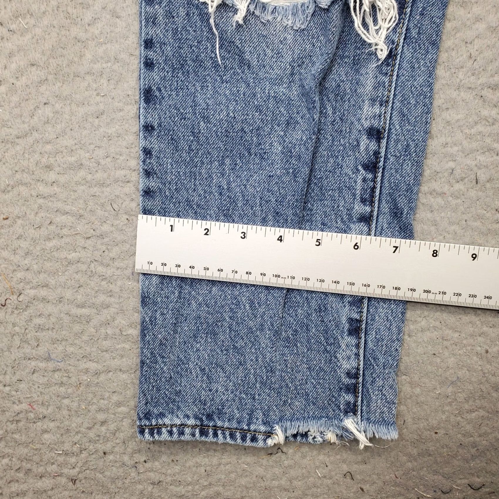 Pacsun PacSun Womens 26 Blue Denim Straight Leg Jeans Distressed High Rise Button Fly - Jeans - Womens Size 26 - PacSun Size 26" / US 2 / IT 38 - 5 Thumbnail