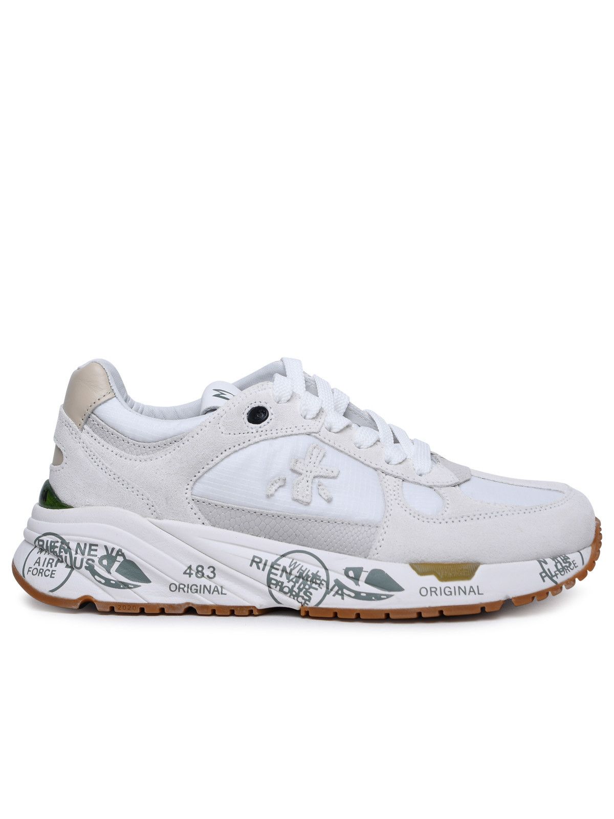image of Premiata White Suede Blend Mazed Sneakers, Women's (Size 7)