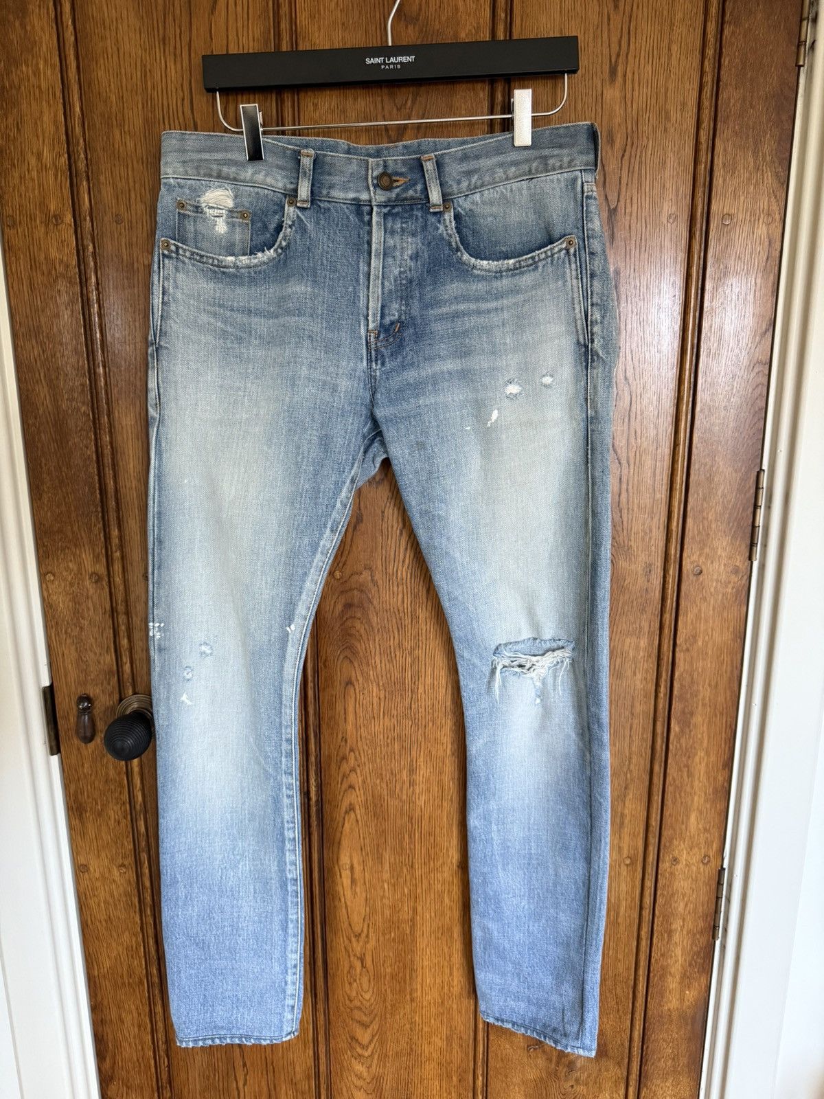 Saint Laurent Paris Saint Laurent slim ripped denim jeans 30 Santa Monica wash Size US 30 / EU 46 - 1 Thumbnail