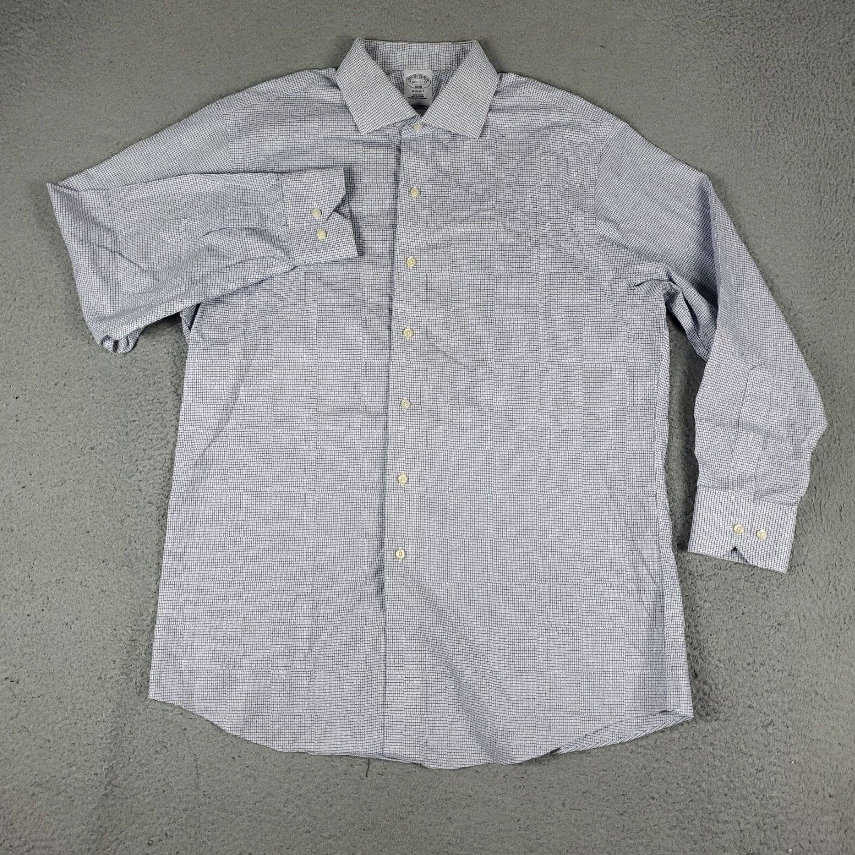 Brooks Brothers VINTAGE Brooks Brothers Dress Shirt Men 16.5 Blue Check Cotton Long Sleeve Business Casual Formal Size 42R - 2 Thumbnail