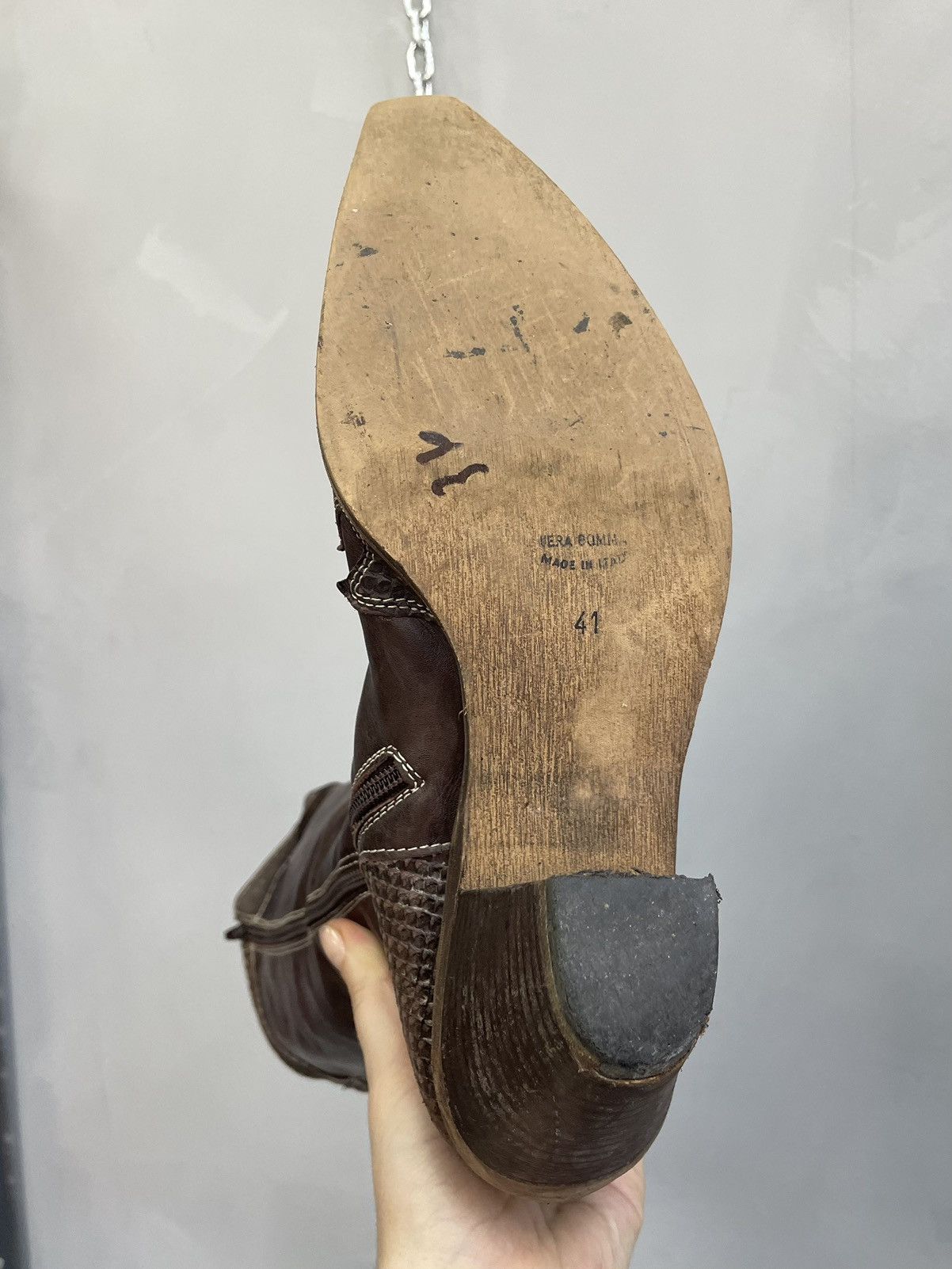 If Six Was Nine Guidi style Brown Leather Cowboy Boots Snakeskin Detail 41 Size US 8 / EU 41 - 12 Thumbnail