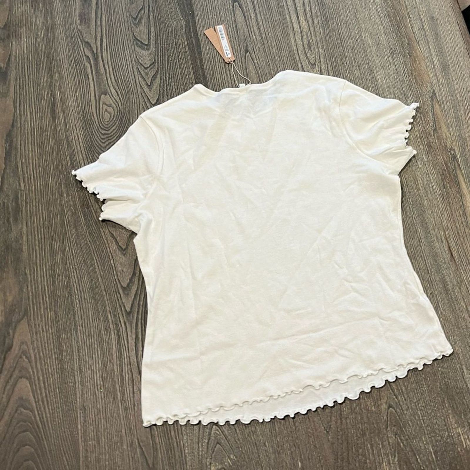 SKIMS NWT Skims Pointelle Logo T-Shirt with Ruffle Edge 3X Size 3XL / US 20-22 - 4 Thumbnail