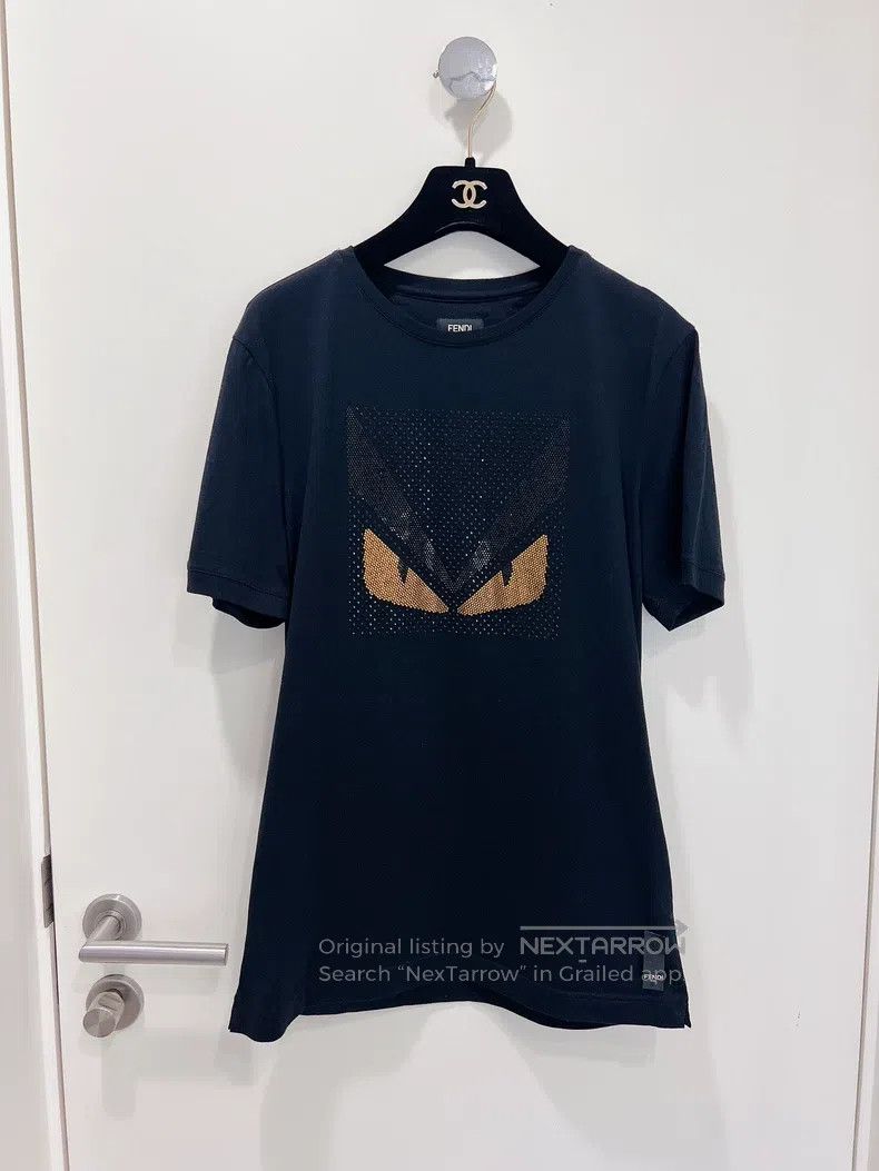 Fendi Fendi Black Full Diamond Little Devil Men's Short-Sleeve T Size US M / EU 48-50 / 2 - 1 Thumbnail