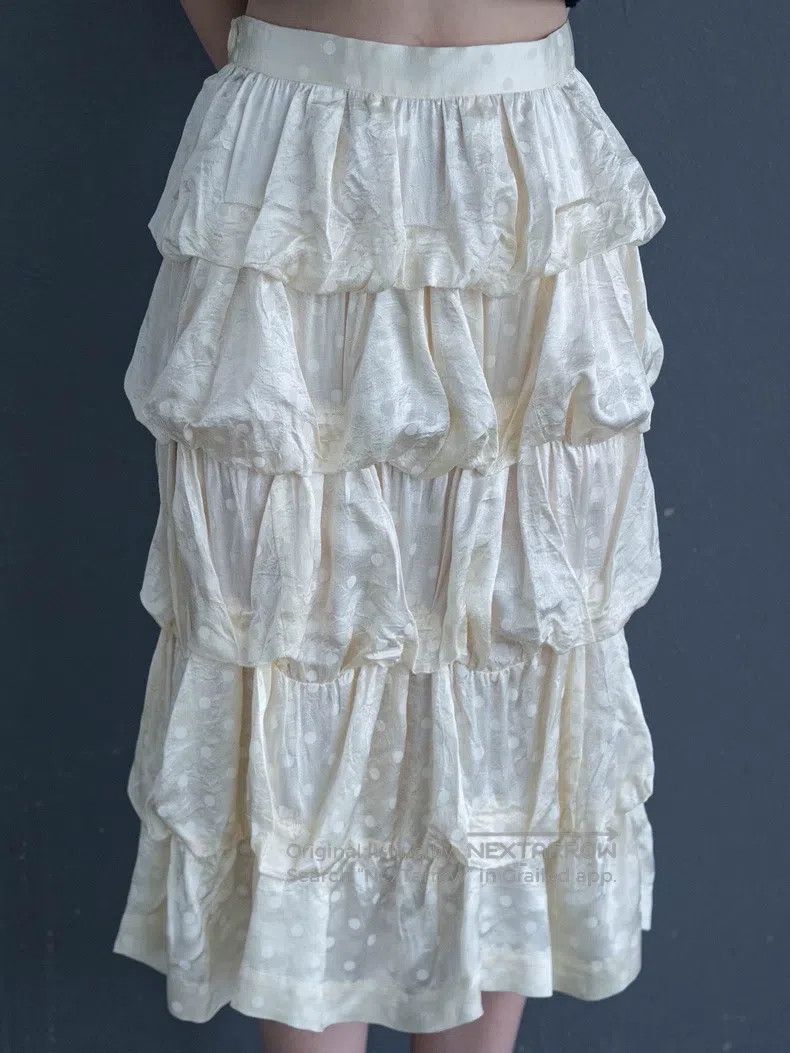 Comme des Garcons Comme Des Garcons size M Off-white polka dot satin tiered Size 23" - 6 Thumbnail