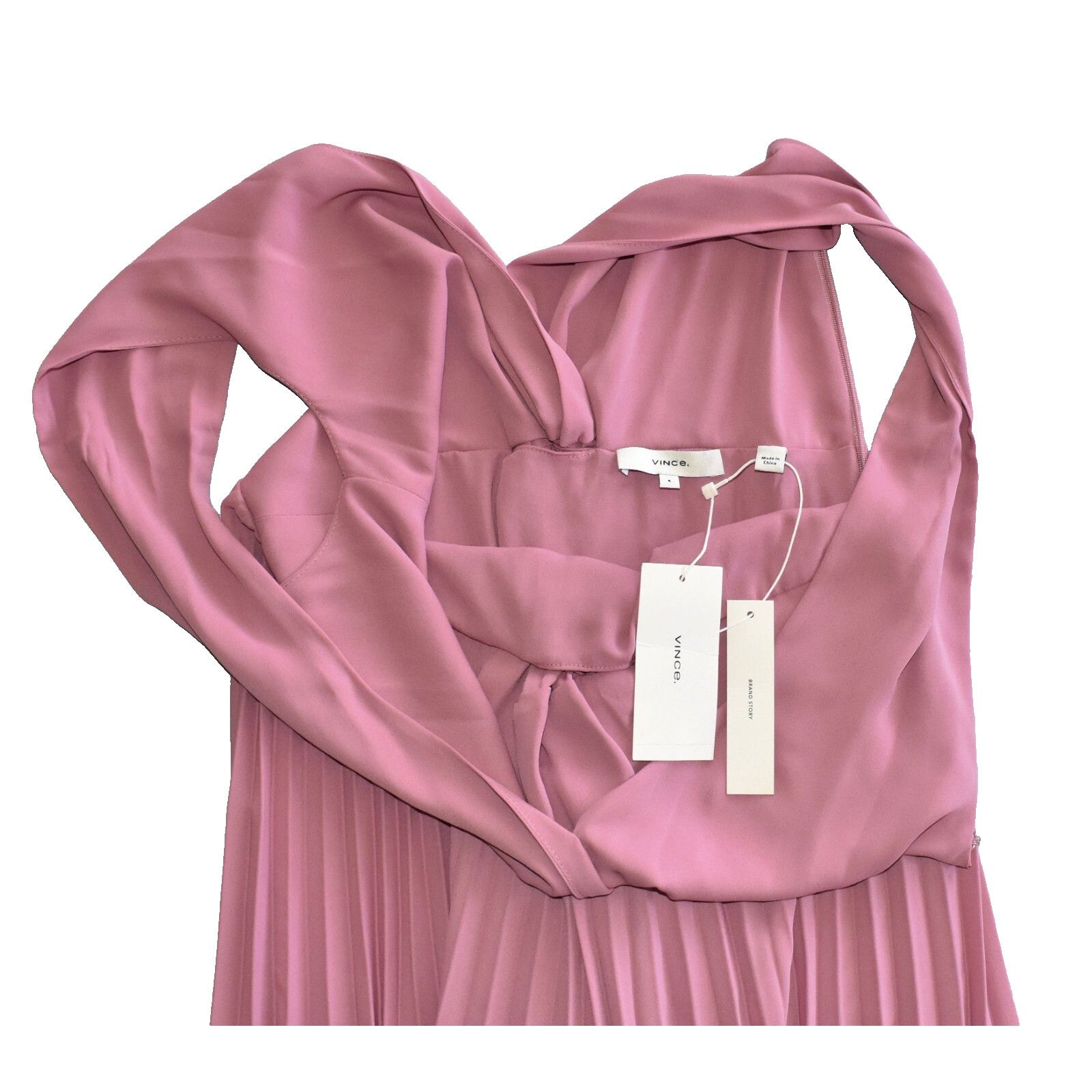 Vince NWT VINCE Baies Twist Front Pleated A Line Midi Dress 4 $325 Size S / US 4 / IT 40 - 5 Thumbnail