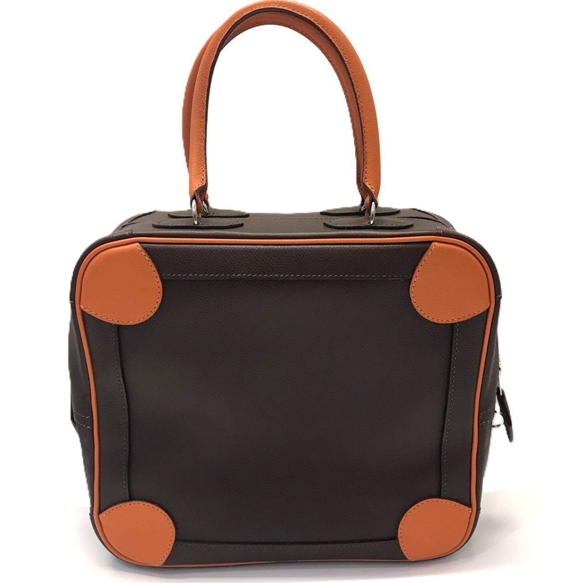 Hermes Hermes Omnibus PM handbag, dark brown and orange, Veau Epsom leather, □H stamp. Size ONE SIZE - 1 Thumbnail