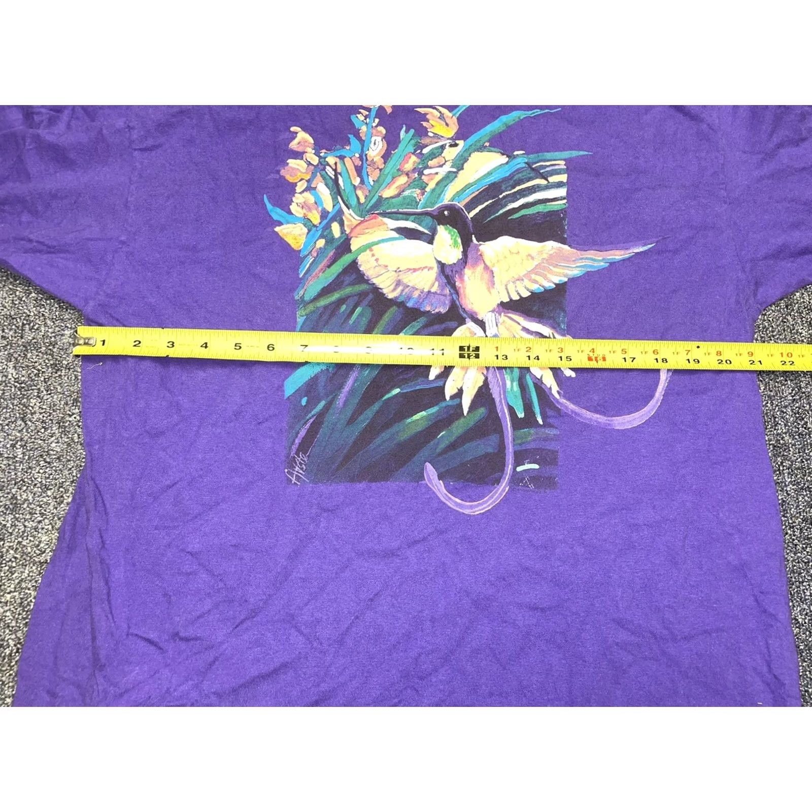Hanes VINTAGE 90s Hummingbird Nature Animal Made In T-Shirt Size XL Purple USA Mens Size US L / EU 52-54 / 3 - 3 Thumbnail