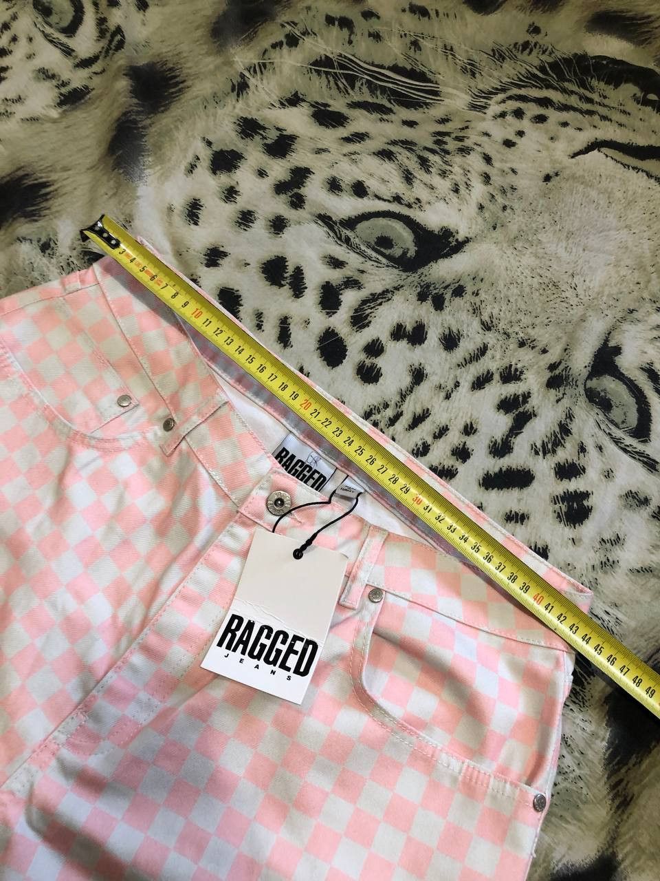 The Ragged Priest The Ragged Priest FASHION Pink and Cream Checkered Jeans Size 34" / US 12 / IT 48 - 12 Thumbnail