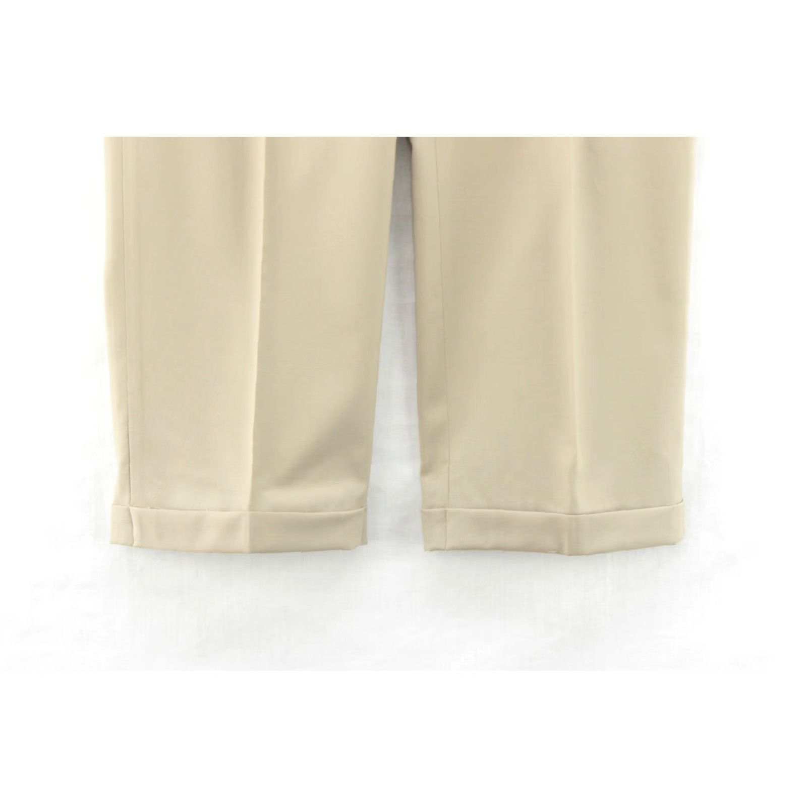 Vintage Angelico Dress Pants Mens 34 X 28 Khaki Tan 100% Wool Pleated Cuffed Lined Italy Size US 34 / EU 50 - 3 Thumbnail