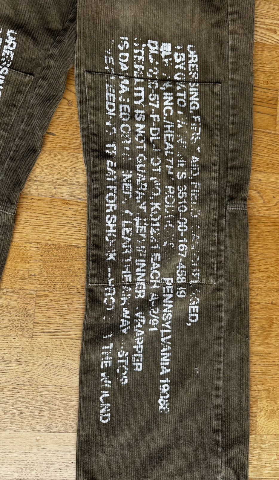 Walter Van Beirendonck NOS early 1990’s Sabotage Hand Painted Corduroy Pants Size US 33 - 10 Thumbnail
