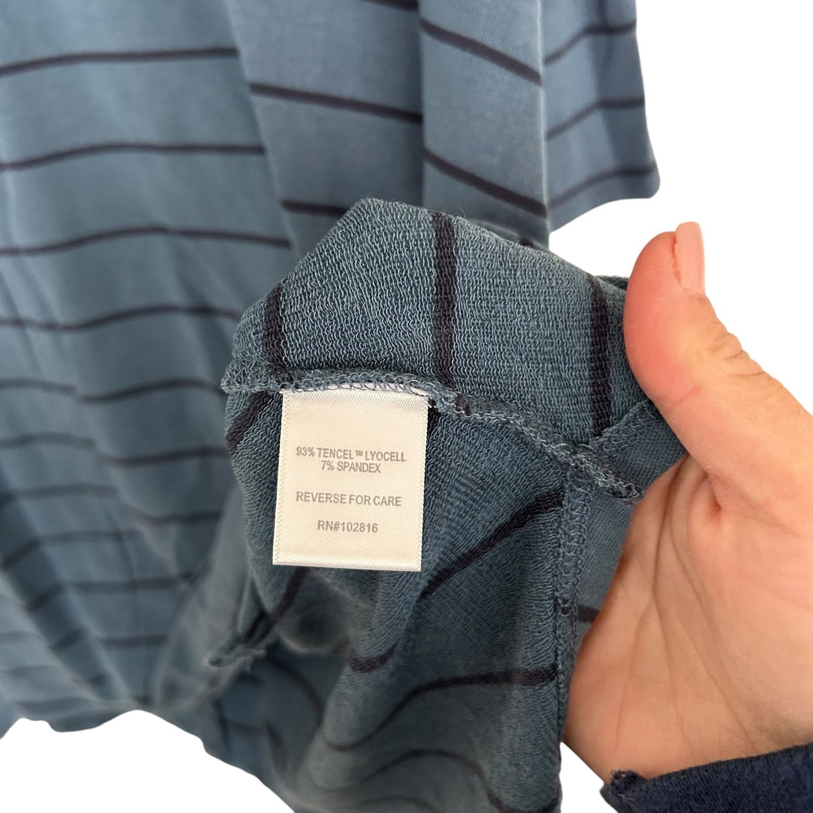 Other Garnet Hill Blue Striped Asymmetrical 3/4 Sleeve Shirt Sz XS Size XS / US 0-2 / IT 36-38 - 3 Thumbnail