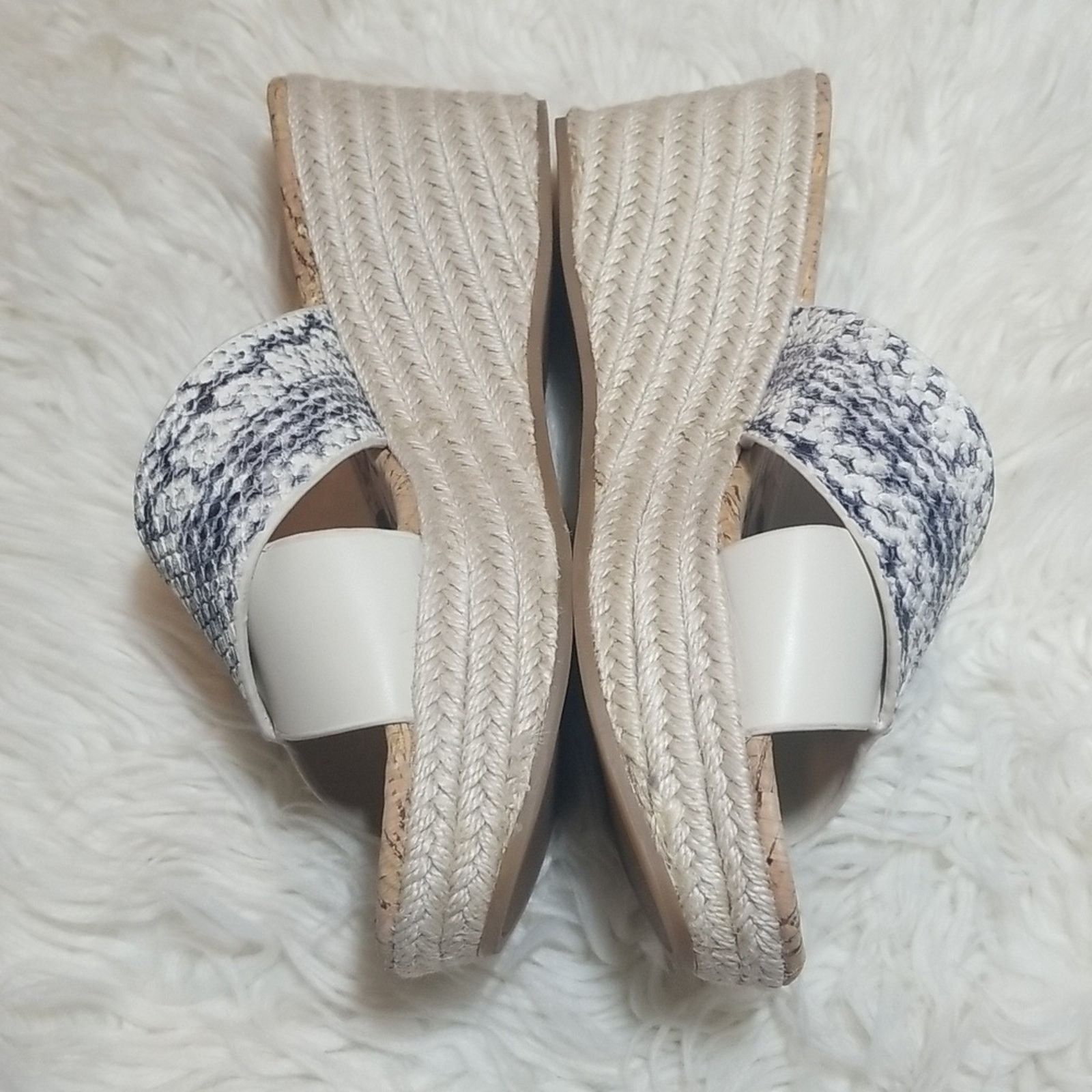 Sam Edelman Sam Edelman Slide Wedge Espadrille Ivory Snakeskin Sandals Size US 7.5 / IT 37.5 - 2 Thumbnail