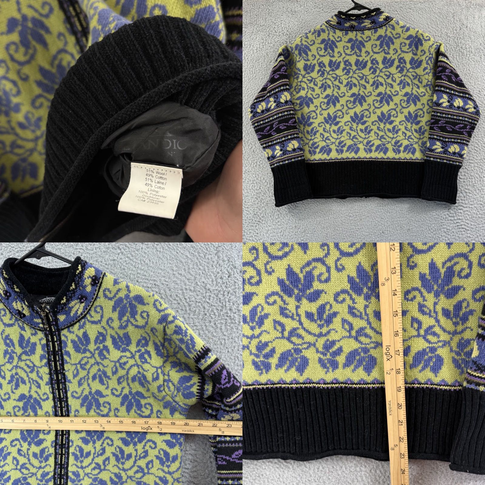 Vintage VINTAGE Icelandic Design Sweater Womens Medium Wool Floral Zip Up Nordic Outdoor Knit Full Zip Size M / US 6-8 / IT 42-44 - 8 Thumbnail