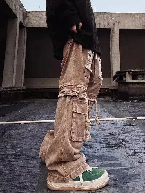 Japanese Brand Retro wasteland color ripped hemp rope strap rare jeans Size US 32 / EU 48 - 5 Thumbnail