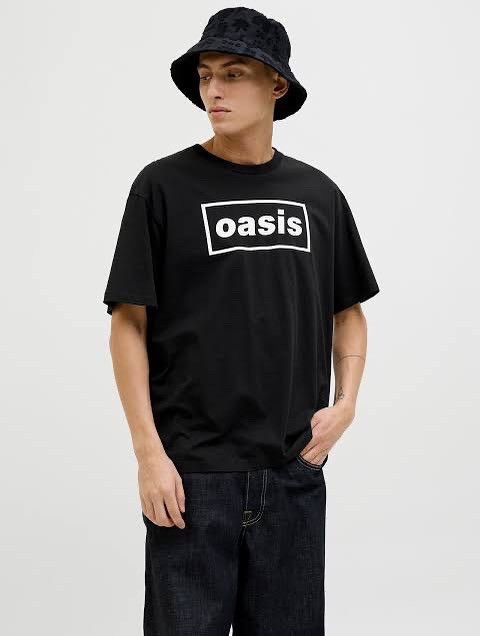 H&M Oasis logo box band tees boxy fit Size US XL / EU 56 / 4 - 2 Thumbnail