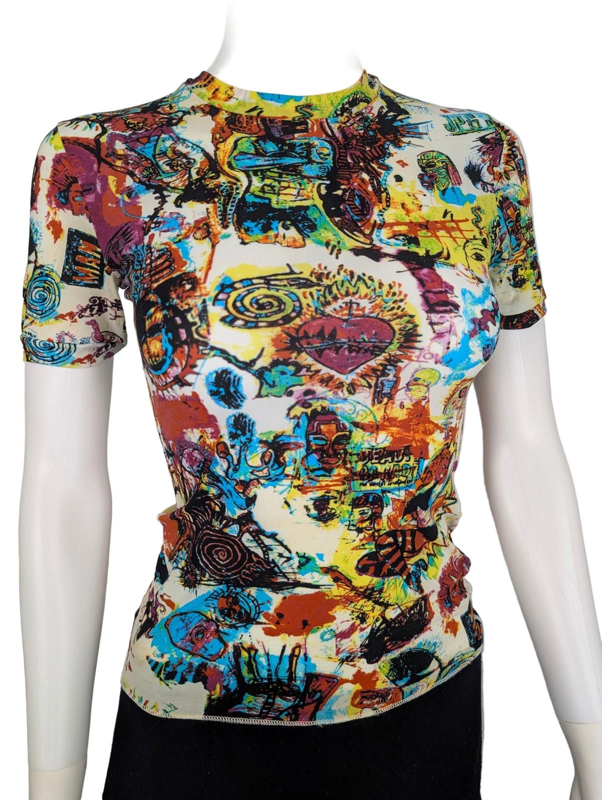 Jean Paul Gaultier Jean Paul Gaultier Jeans Basquiat White Printed Top Size S / US 4 / IT 40 - 1 Thumbnail