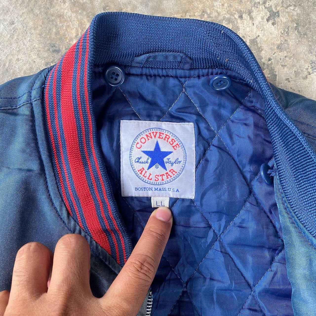 Converse × Vintage RARE VTG 90s CONVERSE CHUCK TAYLOR FADED DIRTY BOMBER JACKET Size US XL / EU 56 / 4 - 10 Thumbnail