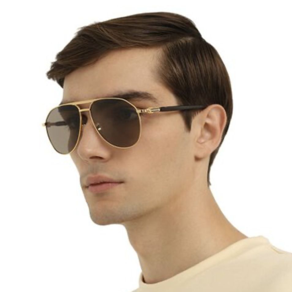 Gucci NEW GUCCI SUNGLASSES GG1220S 002 GOLD/GRAY MEN EYEWEAR GUCCI Size ONE SIZE - 3 Thumbnail
