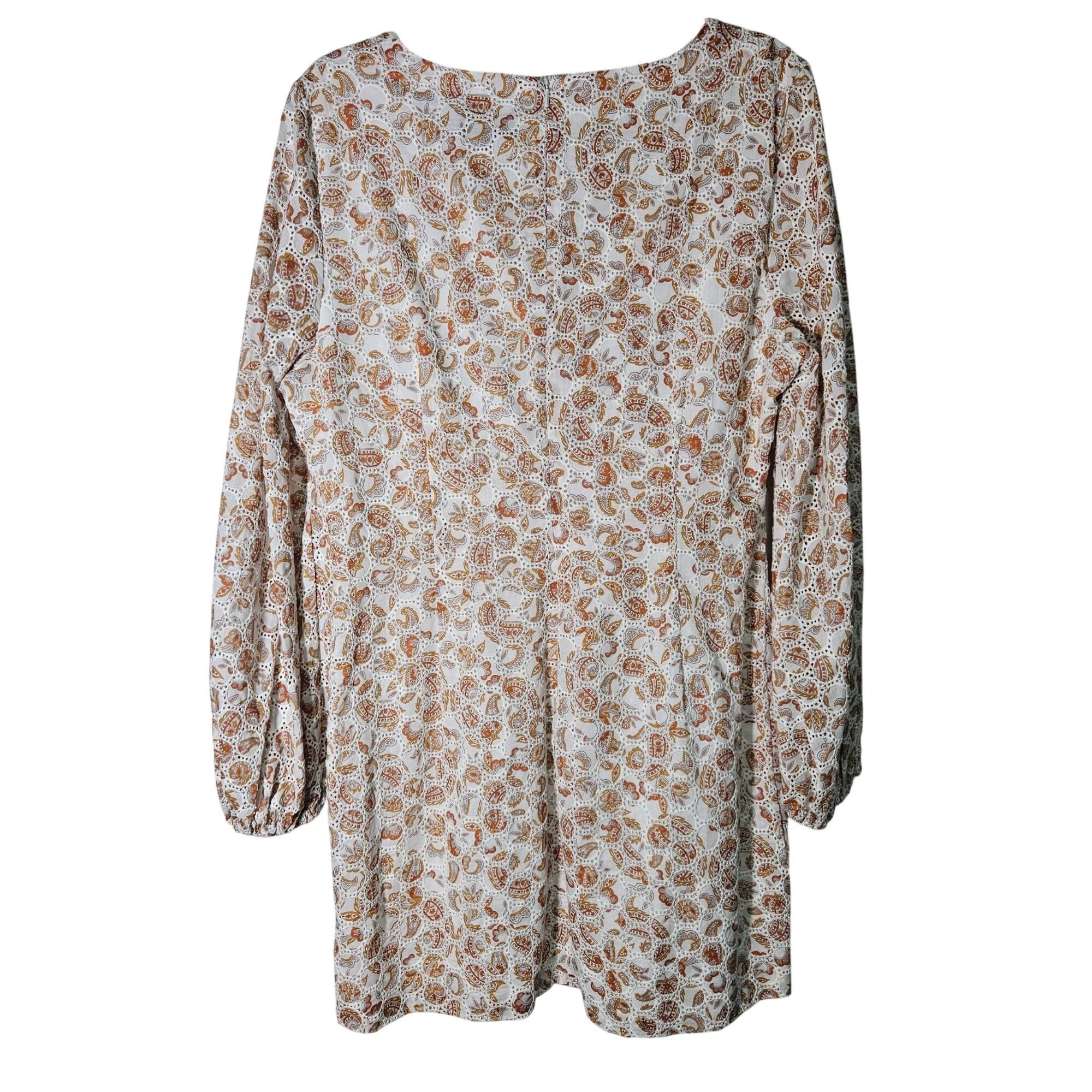 Other Bardot Printed Broderie Long Sleeve Mini Dress in the Tan Pa Size L / US 10 / IT 46 - 10 Thumbnail