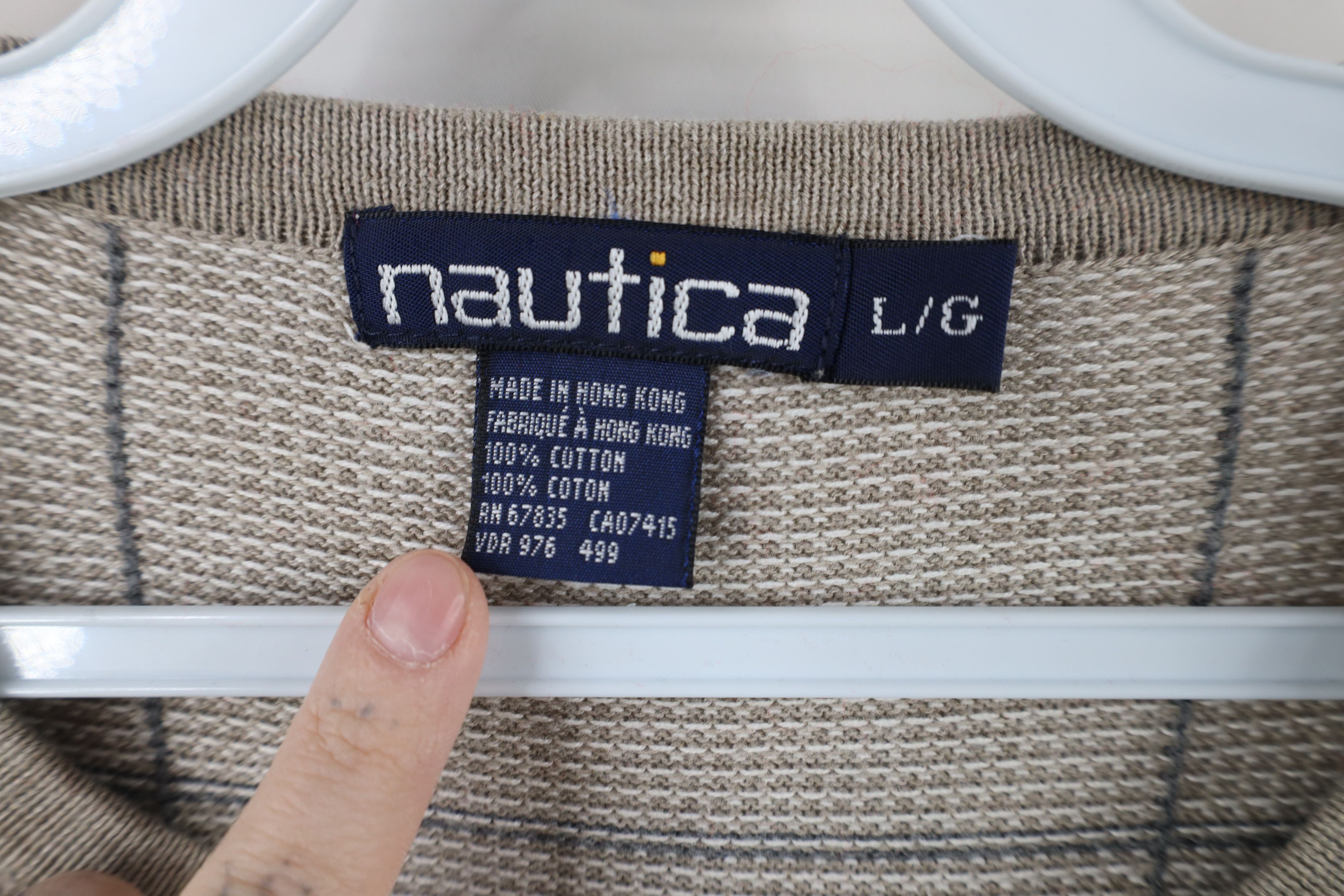 Nautica × Vintage Vintage 90s Nautica Cotton Knit Crewneck Sweater Plaid Size US L / EU 52-54 / 3 - 8 Thumbnail