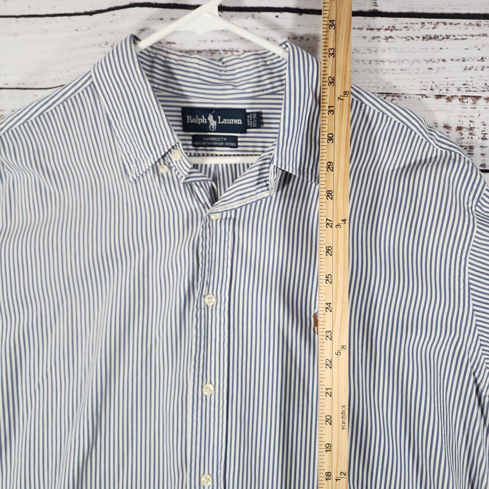 Ralph Lauren Ralph Lauren 17.5-36 Yarmouth Pinpoint Oxford Shirt Blu/Wht Size US XL / EU 56 / 4 - 6 Thumbnail
