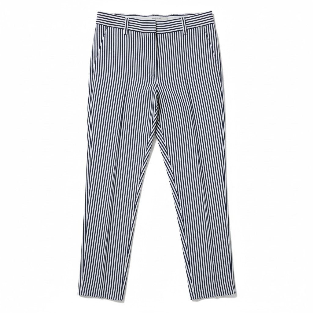 Zara Zara Womens Seersucker Blue White Striped Stretch Straight L Size 30" / US 8 / IT 44 - 1 Thumbnail