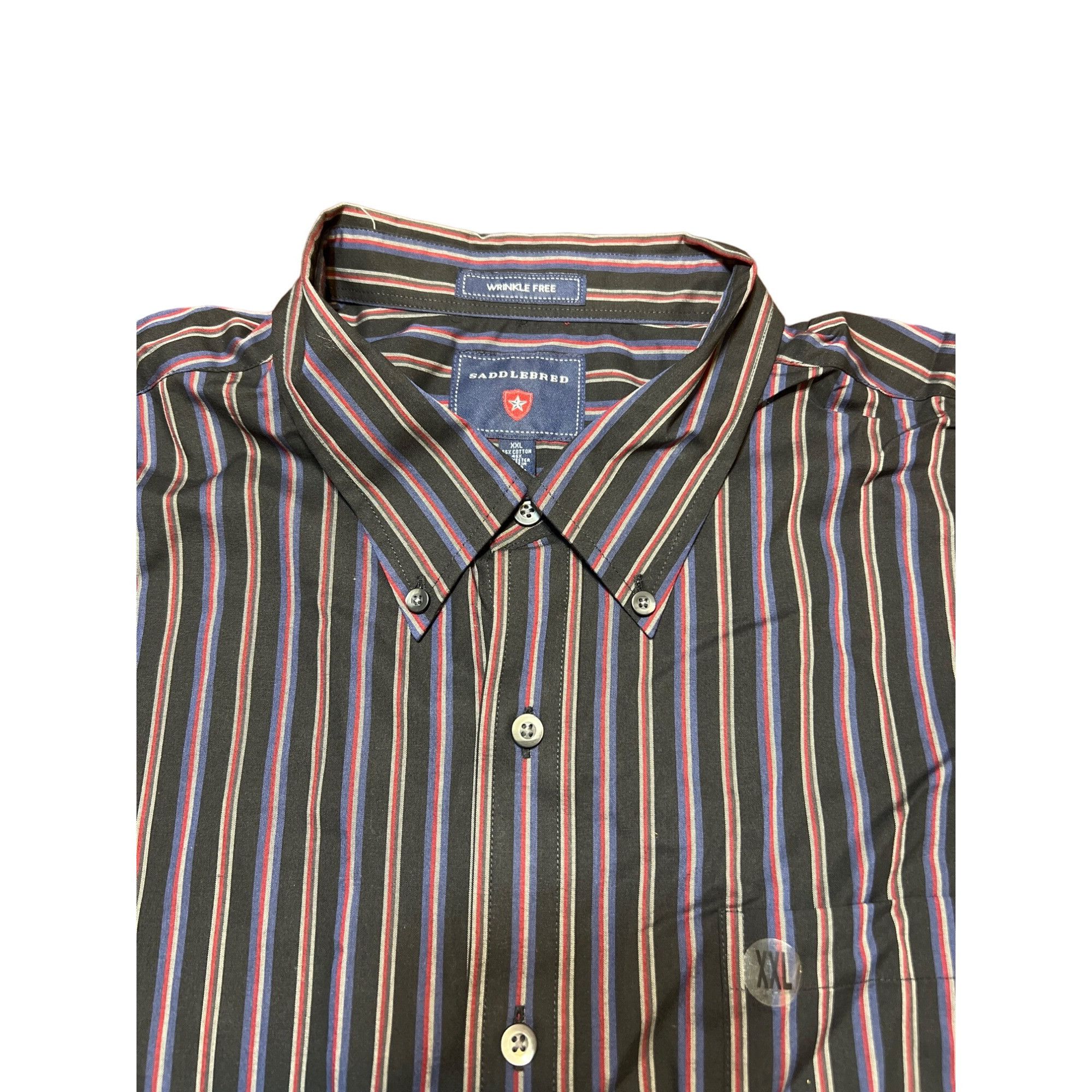 Saddlebred Saddlebred Wrinkle Free Button Down Shirt Striped Blue Black Size US XXL / EU 58 / 5 - 3 Thumbnail