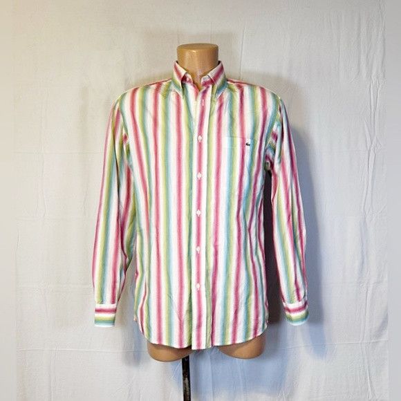 Lacoste Lacoste Mens Izod Striped Cotton Casual Button Down Shirt Size US M / EU 48-50 / 2 - 1 Thumbnail