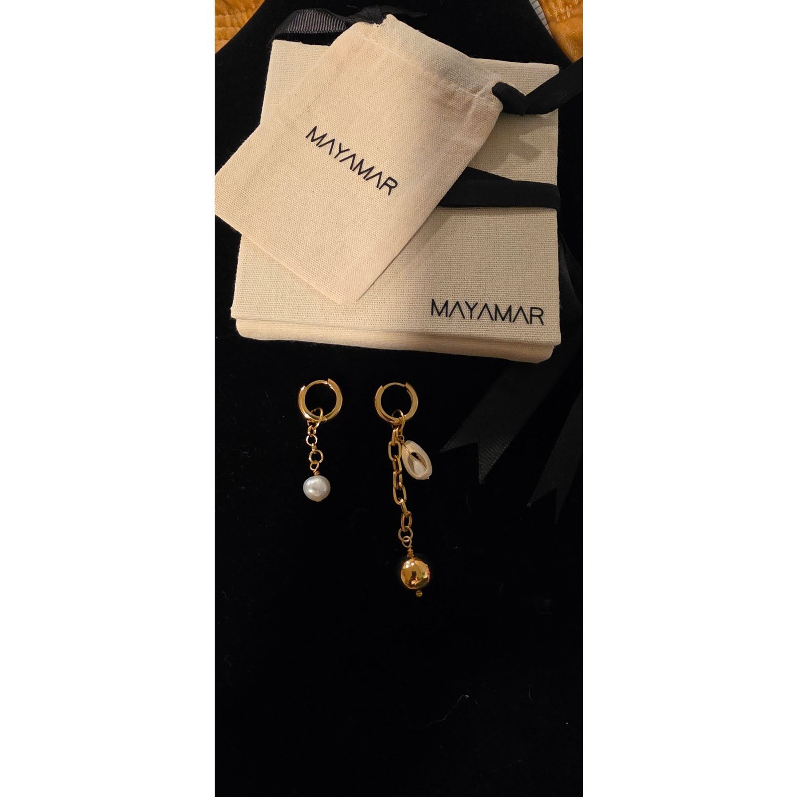 Other Mayamar 24K gold plated Pearl & Shell Asymetrical Earrings Size ONE SIZE - 1 Thumbnail