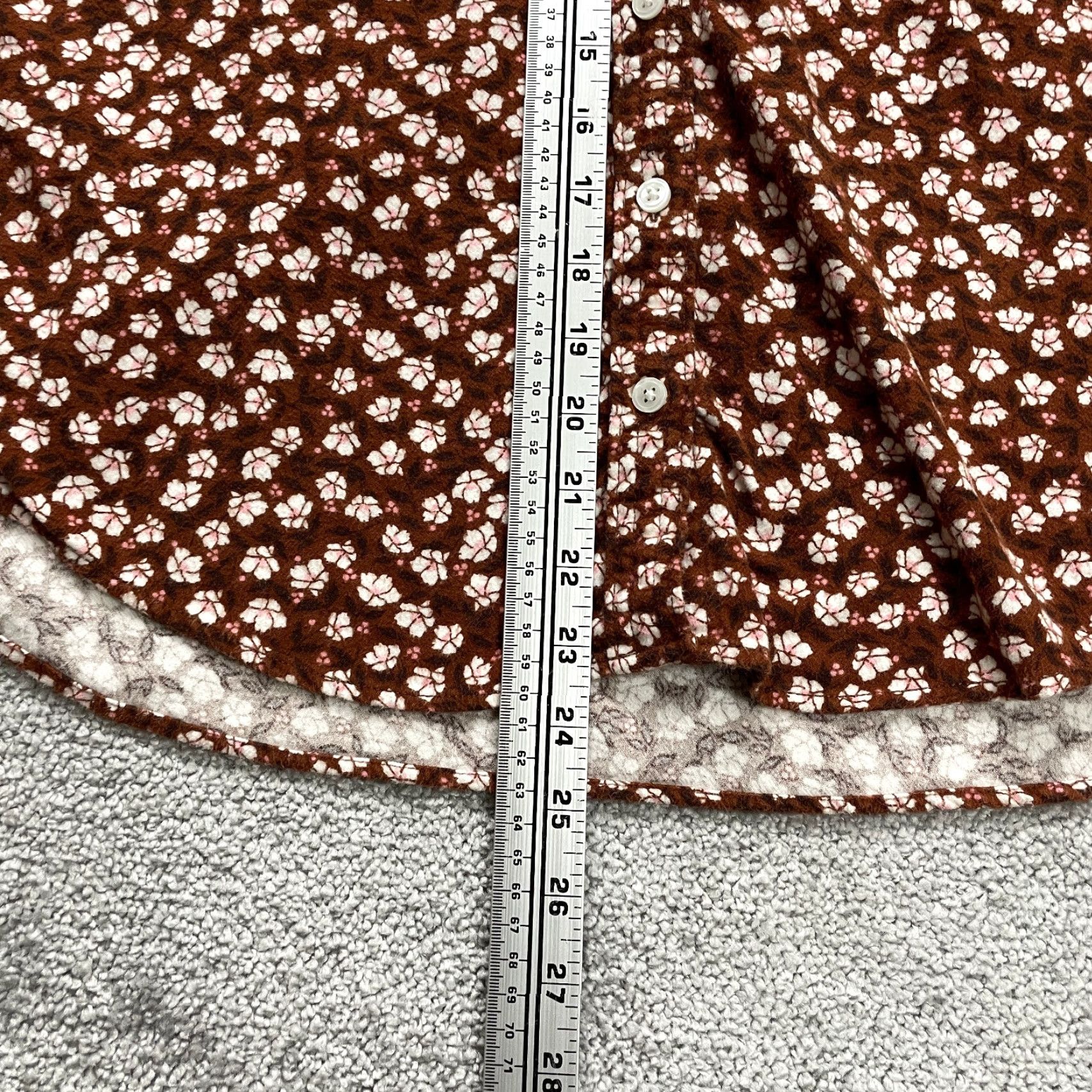 Lands' End VINTAGE Lands' End Women's Button-Up Shirt Casual Long Sleeve Cotton Knit Brown Floral Small S Size S / US 4 / IT 40 - 6 Thumbnail