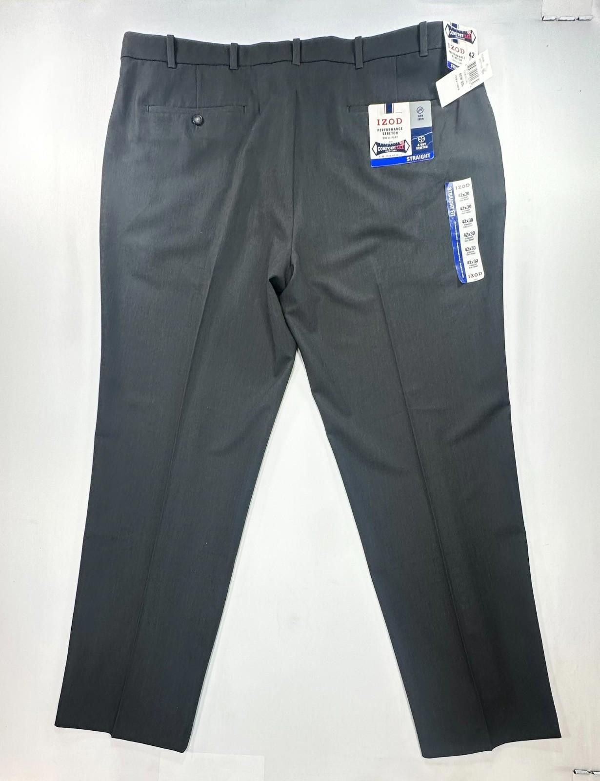 Izod Izod Straight Stretch No Iron Dress Pants Black Mens 42/30 Size US 42 / EU 58 - 2 Thumbnail