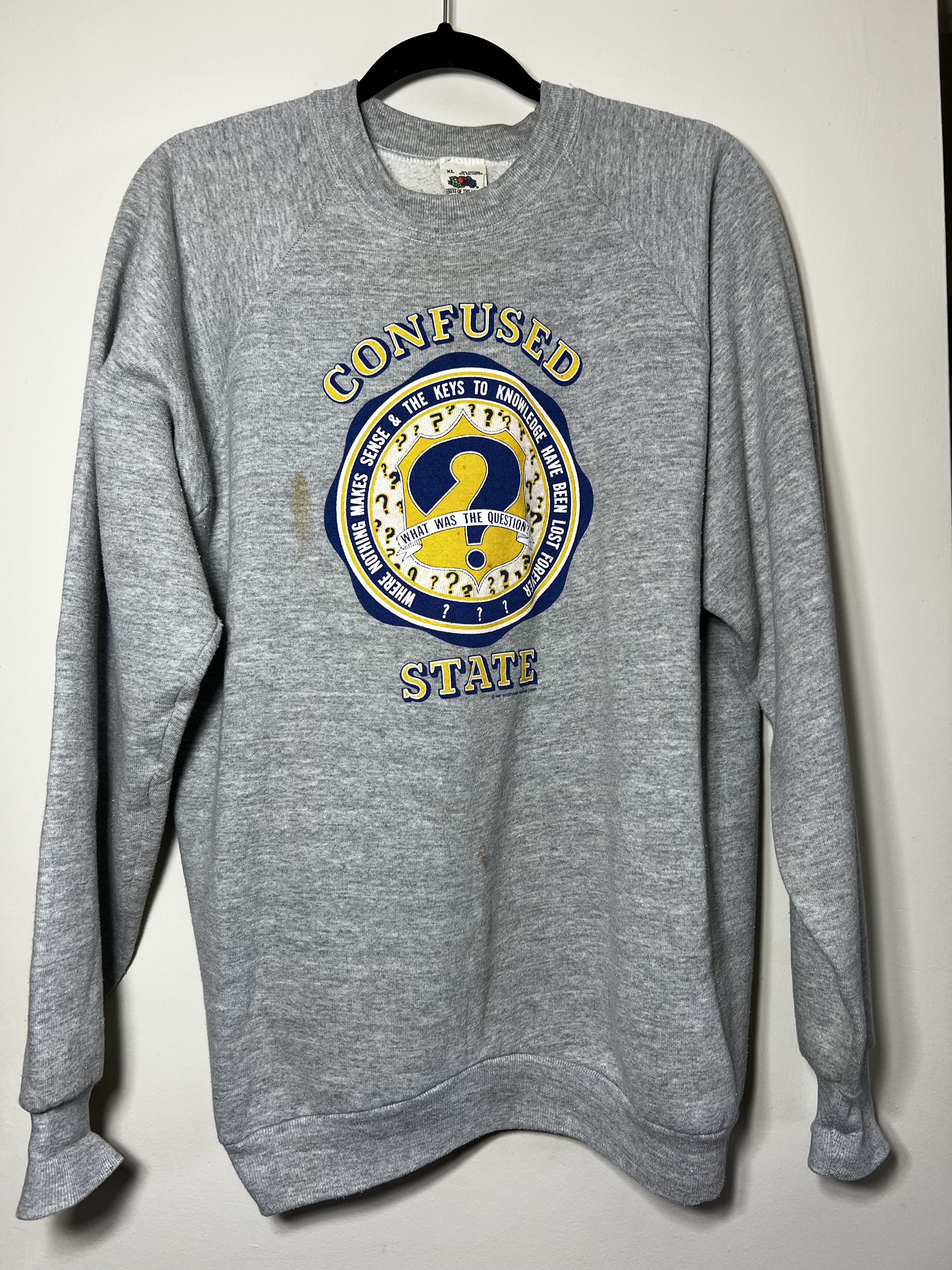 Vintage Vintage "Confused State" Collegiate Crewneck Sweatshirt Size US XL / EU 56 / 4 - 1 Thumbnail