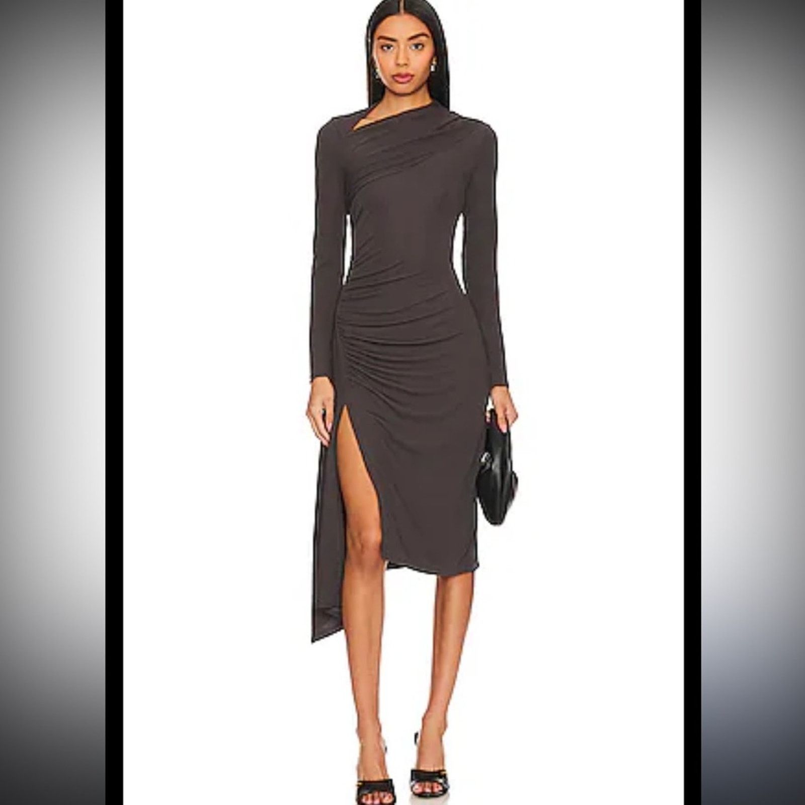 Enza Costa NEW Enza Costa $395 Black Matte Jersey Slash Dress size XS Size XS / US 0-2 / IT 36-38 - 3 Thumbnail