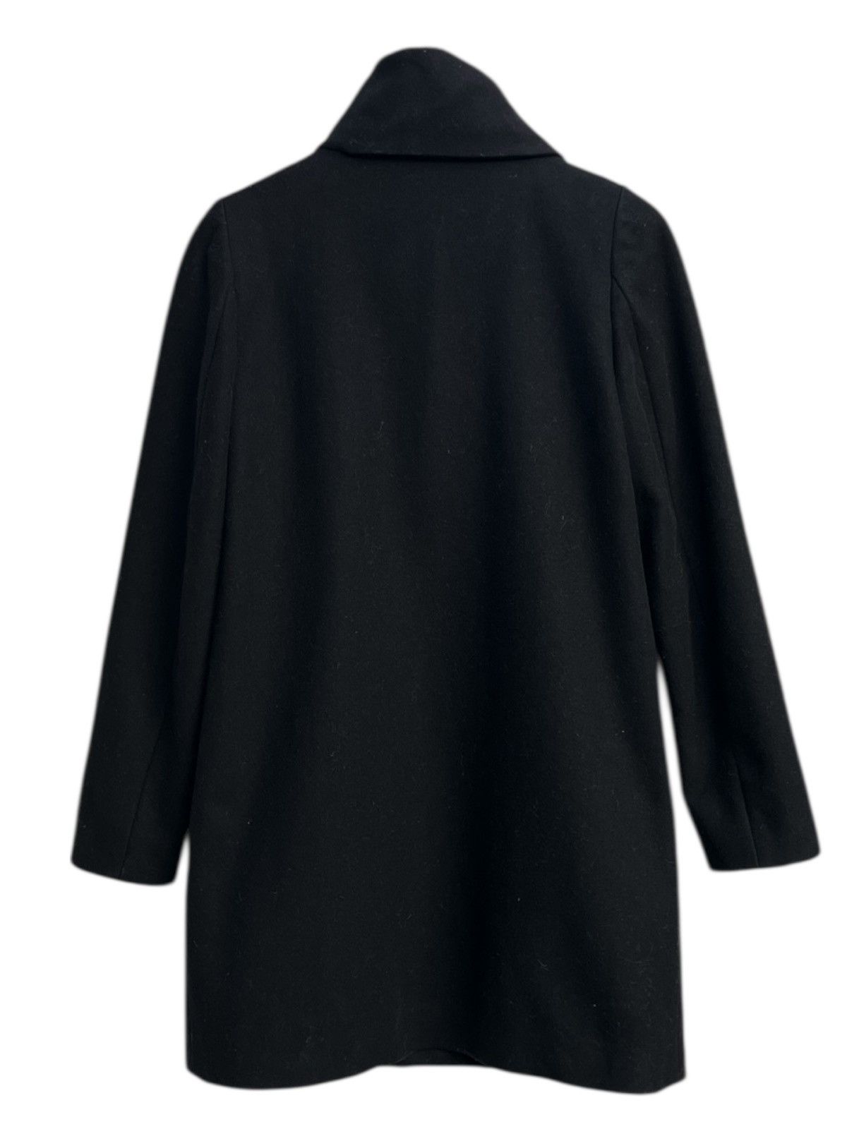 United Colors Of Benetton Stile Benetton Asymmetric Wool Wrap Coat Funnel Neck Black Size S / US 4 / IT 40 - 6 Thumbnail