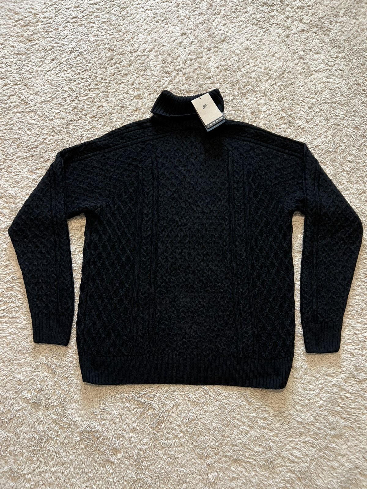 Nike Nike Life Men's Cable Knit Turtleneck Sweater Black Size US M / EU 48-50 / 2 - 6 Thumbnail