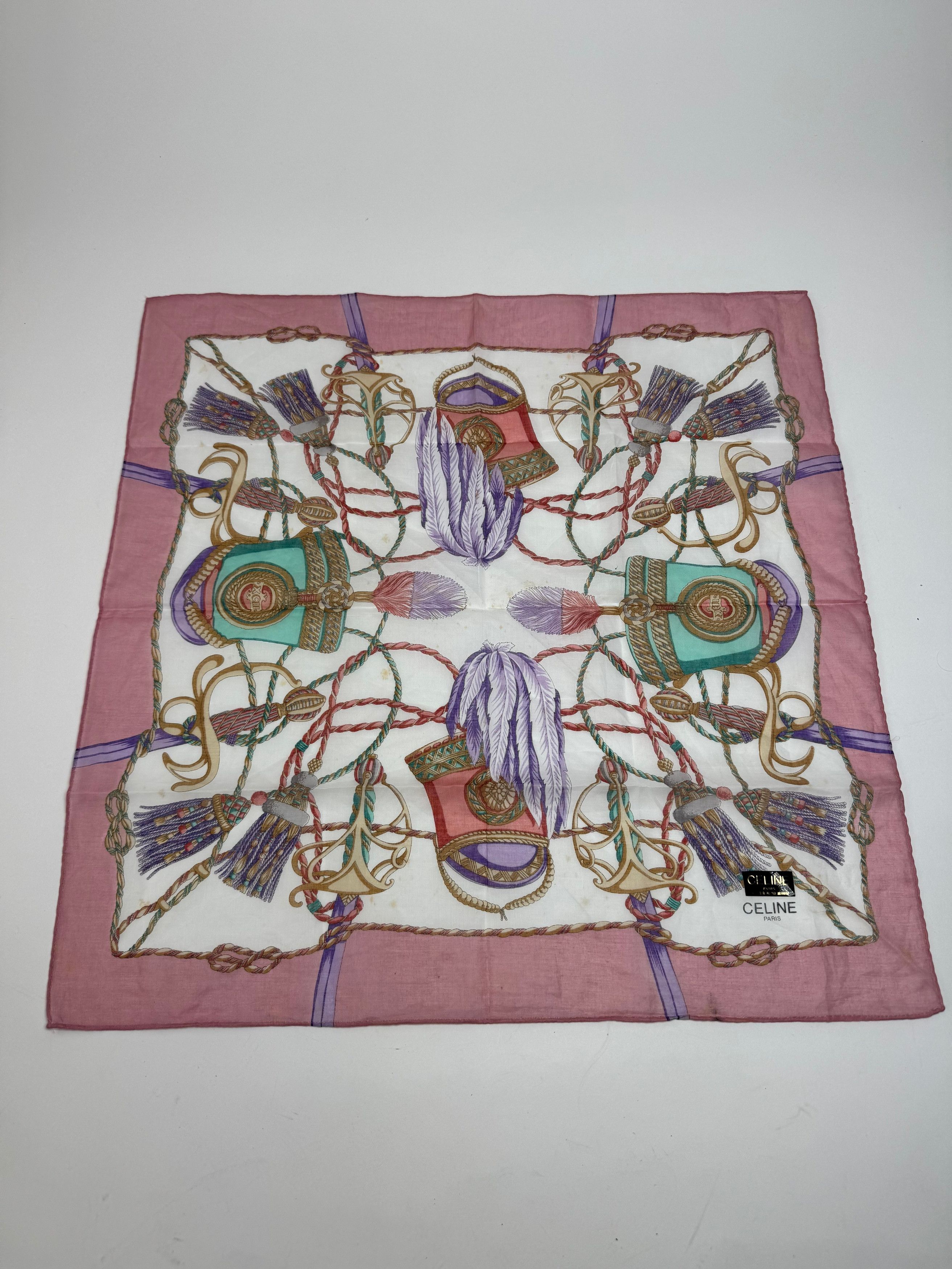 Celine Vintage Scarf Grey White pink Size ONE SIZE - 1 Thumbnail