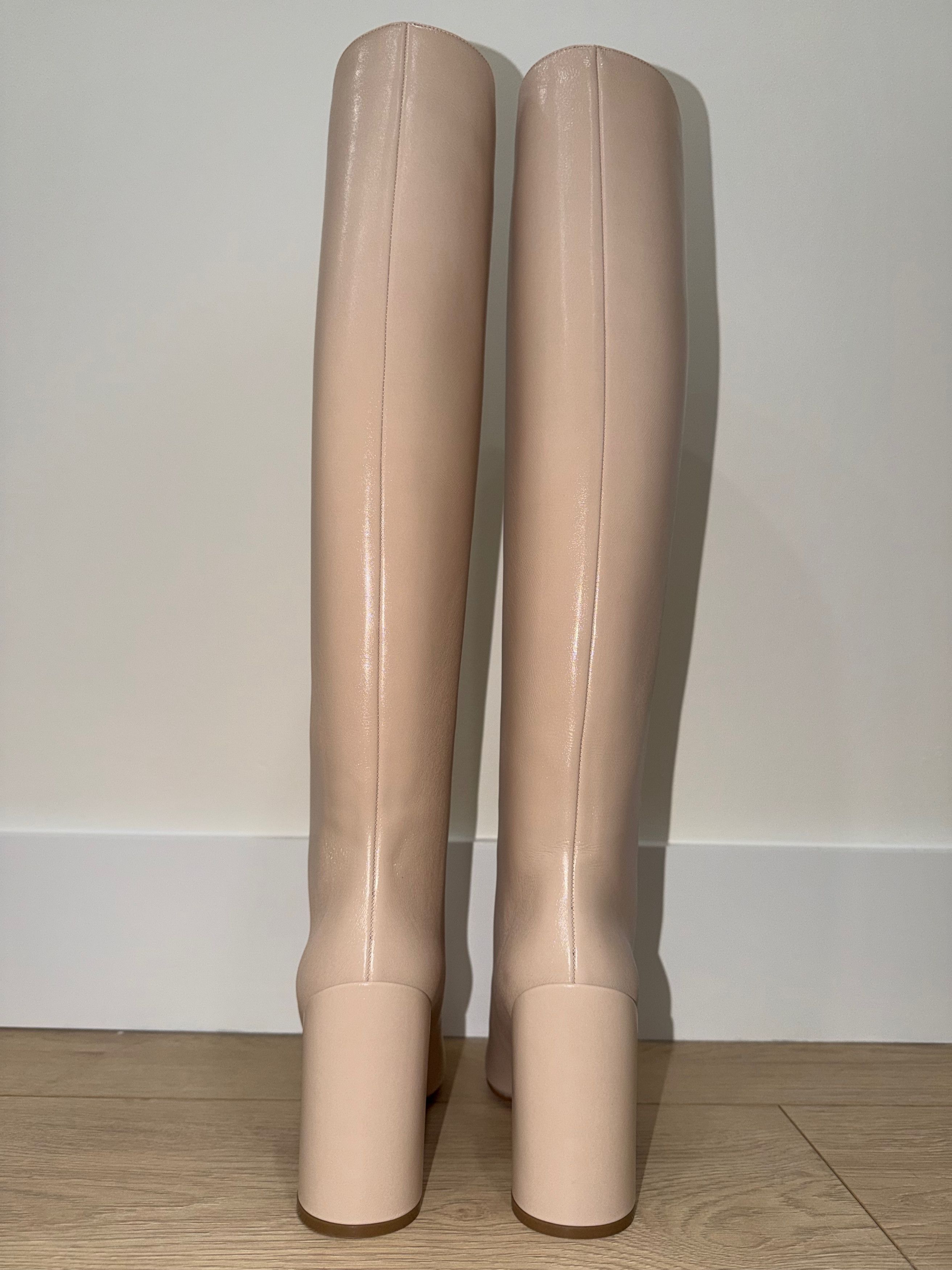 Christian Louboutin Janitta 85 Pearl Beige Sugar Leather Knee High Heel Boot 37 Size US 7 / IT 37 - 22 Thumbnail