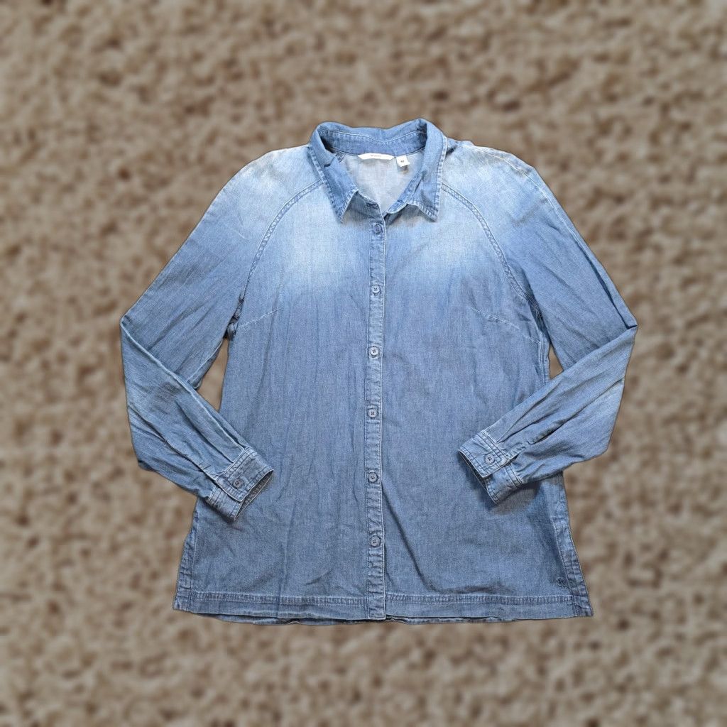 Denime Betabrand Shirt Womens Medium Blue Denim Chambray Button Long Sleeve Casual Size M / US 6-8 / IT 42-44 - 1 Thumbnail