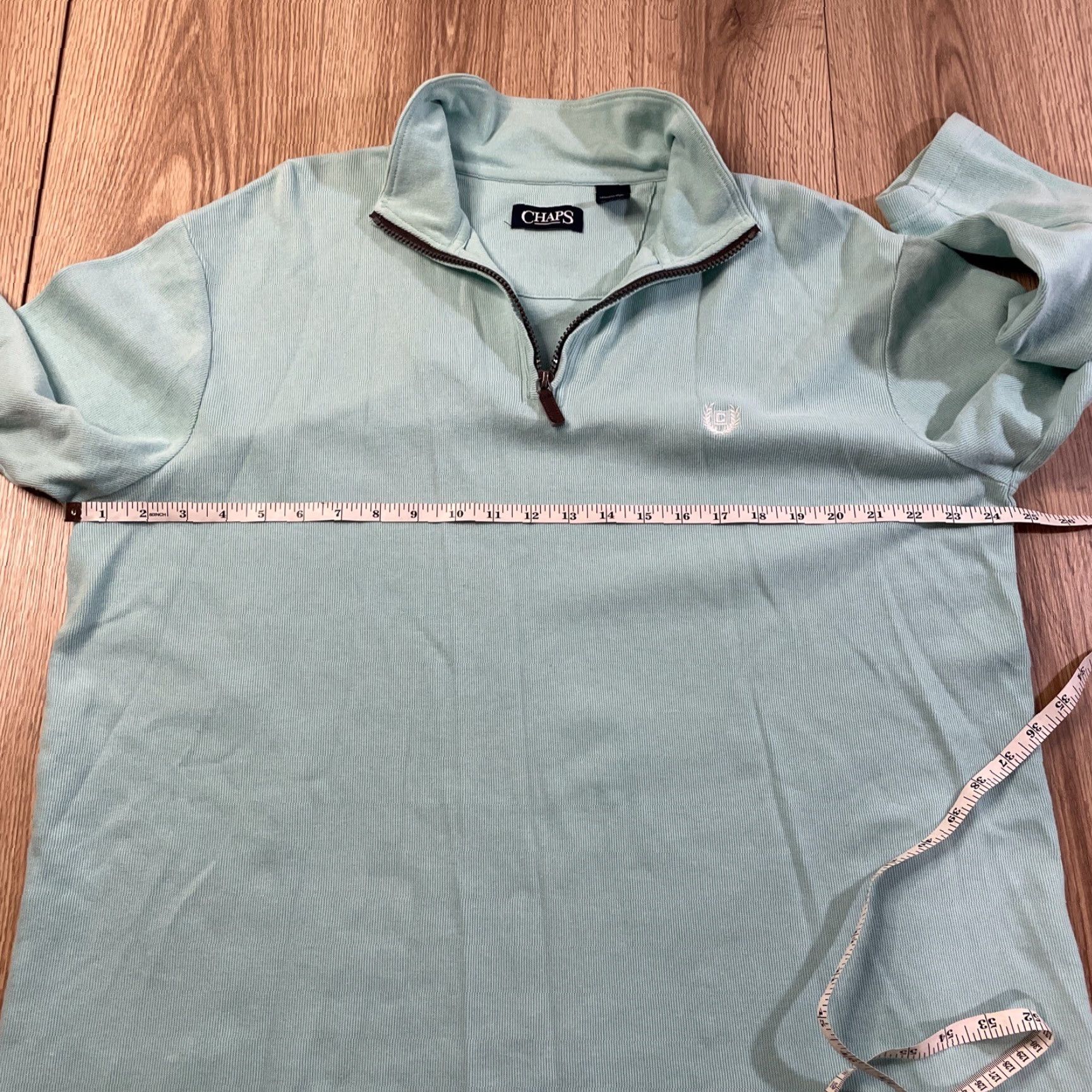 Chaps Chaps Men's Sweater Pullover Long Sleeve 1/4 Zip Logo Cotton Green XL Classic Size US XL / EU 56 / 4 - 4 Thumbnail