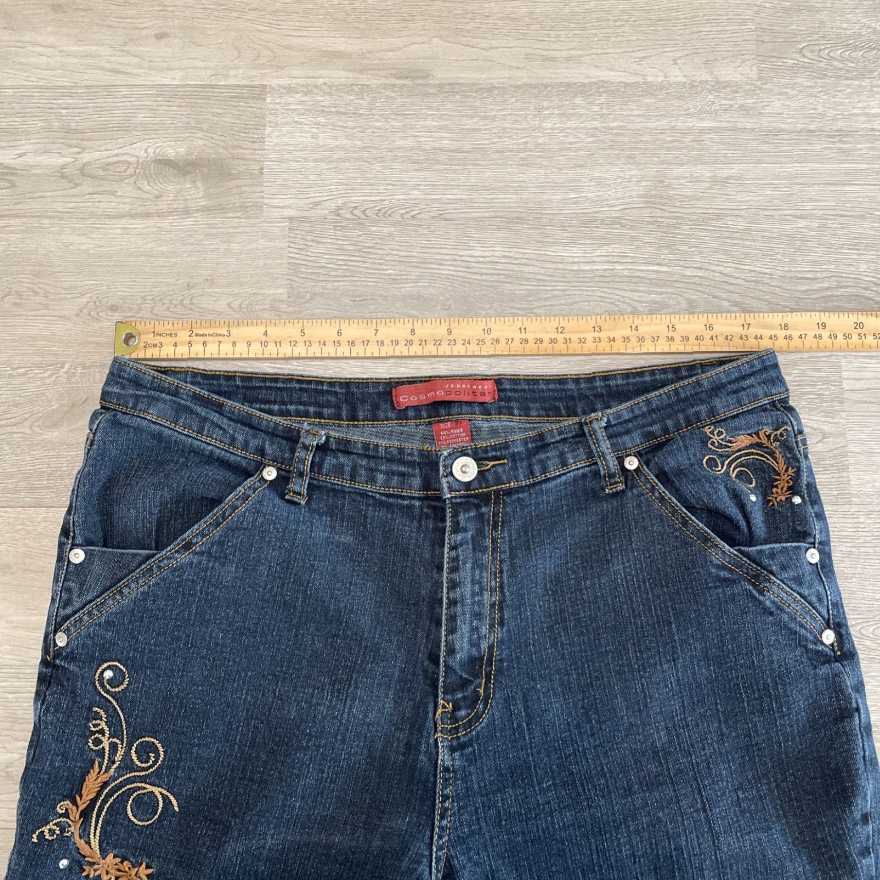 Denime VINTAGE Cosmopolitan Jeanswear Women's Bootcut Jeans Size 16 Blue Denim Embroidered High Rise Size 38" / US 16 / IT 52 - 4 Thumbnail
