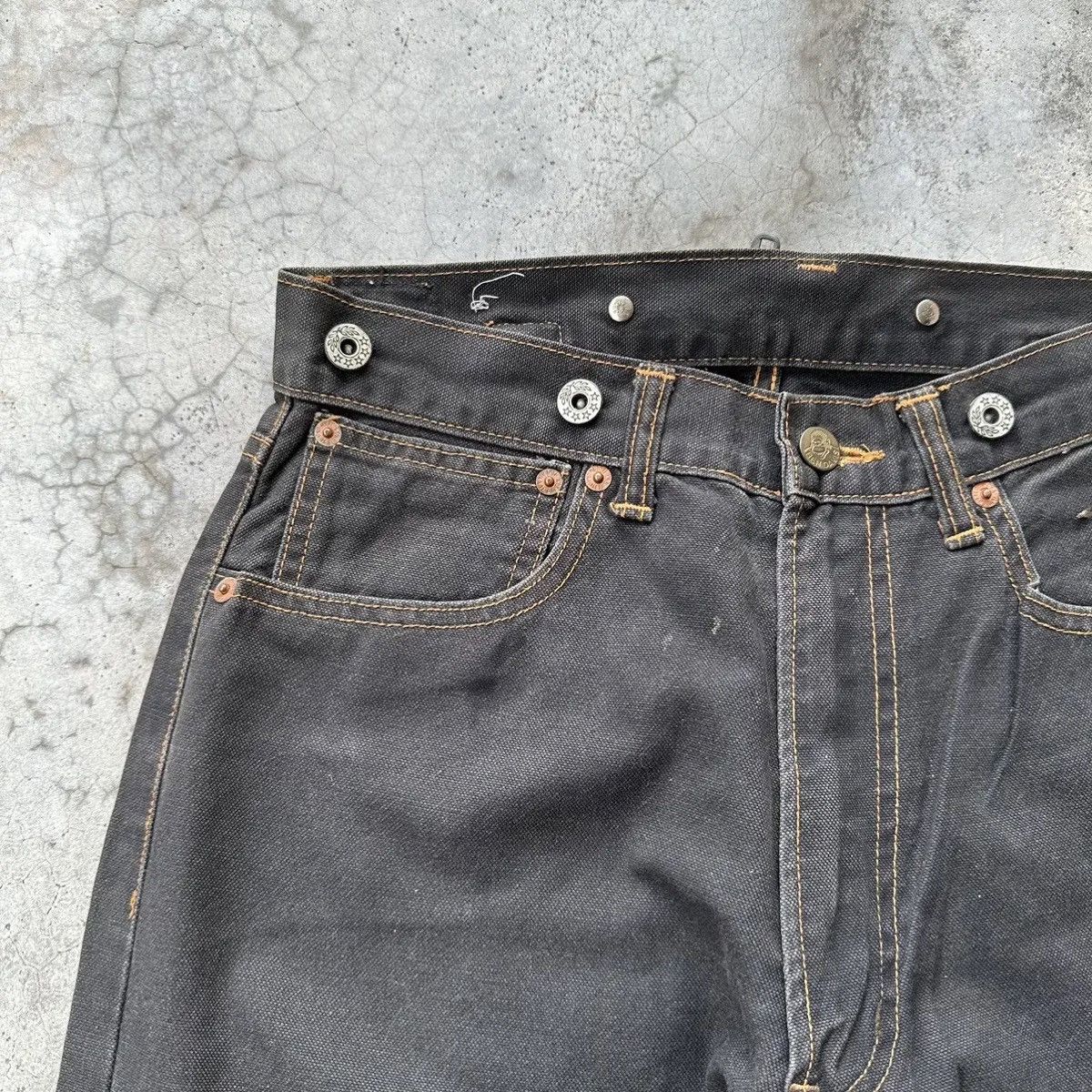 Ben Davis SICKSS💥💥80’s Vintage BEN DAVIS Suspenders Cinch Back Denim Size US 27 - 3 Thumbnail