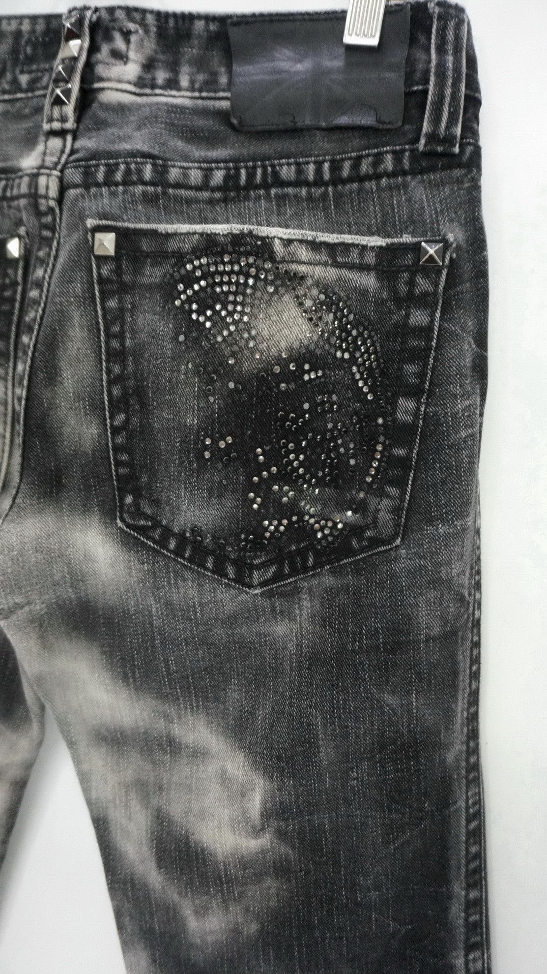 Japanese Brand XFRM Acid Wash Punk Skull Beads and Studded Jeans Size US 29 - 8 Thumbnail