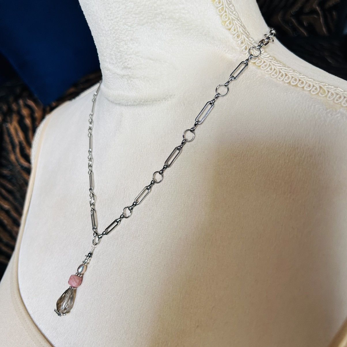 Handmade Handcrafted rutilated quartz rhodonite elbaite pendant chain Size ONE SIZE - 3 Thumbnail