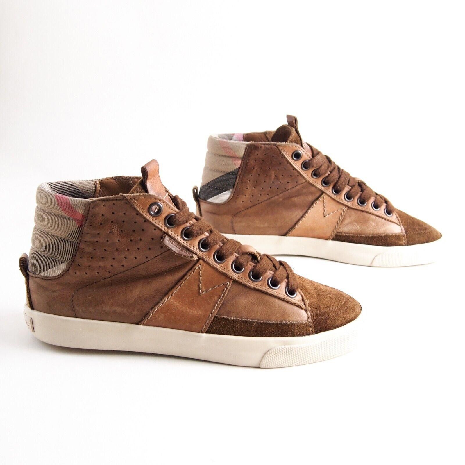 Burberry Burberry Nova Check Sneakers Brown Leather EU 36 US 6 Size US 6 / IT 36 - 4 Thumbnail