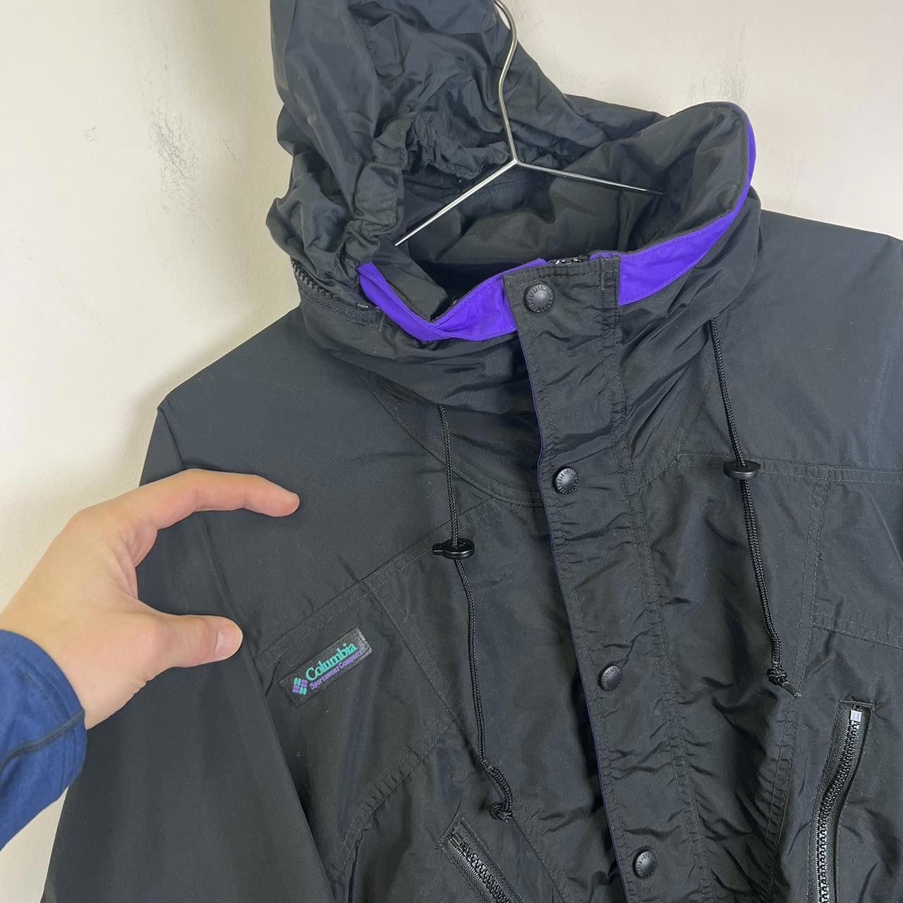 Columbia 90s Columbia Black Anorak Jacket with Purple Accents Vintage Size US L / EU 52-54 / 3 - 4 Thumbnail