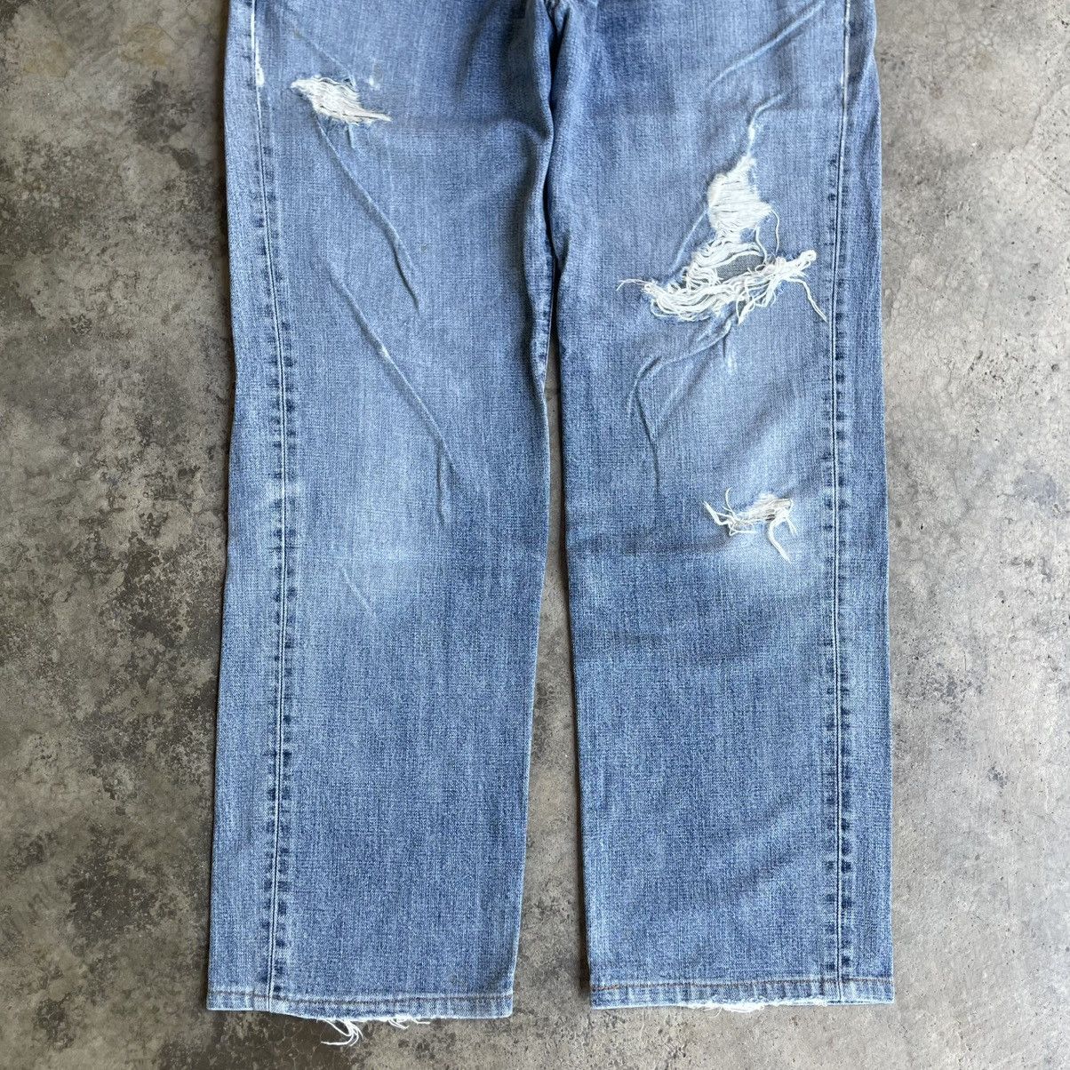 Wrangler 🔥Vintage Wrangler W0344 Washed Ripped Distress Denim Jeans Size US 33 - 3 Thumbnail