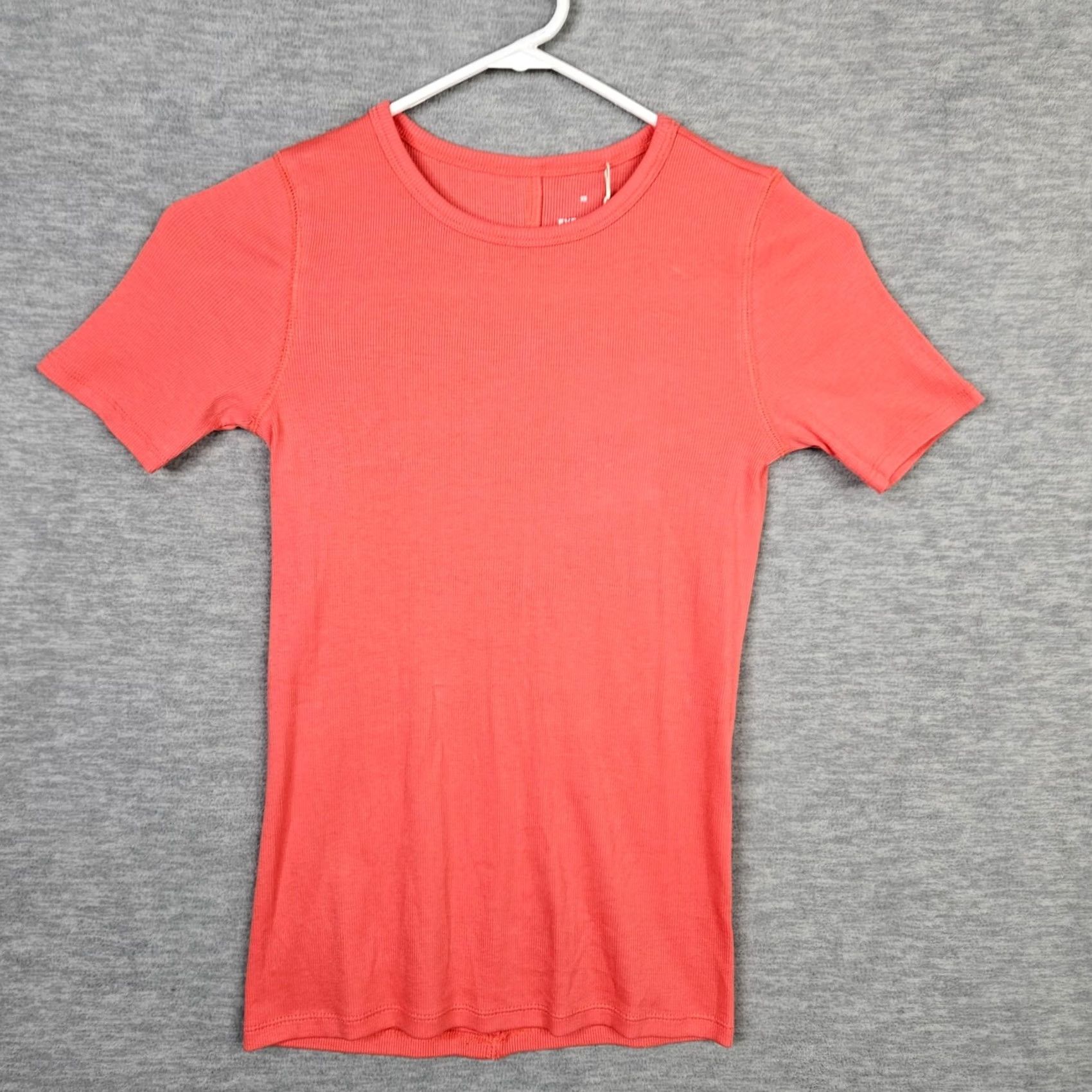 Everlane Everlane Women's Ribbed Crew Neck Short Sleeve Orange Tee XS NEW Size 26" / US 2 / IT 38 - 2 Thumbnail